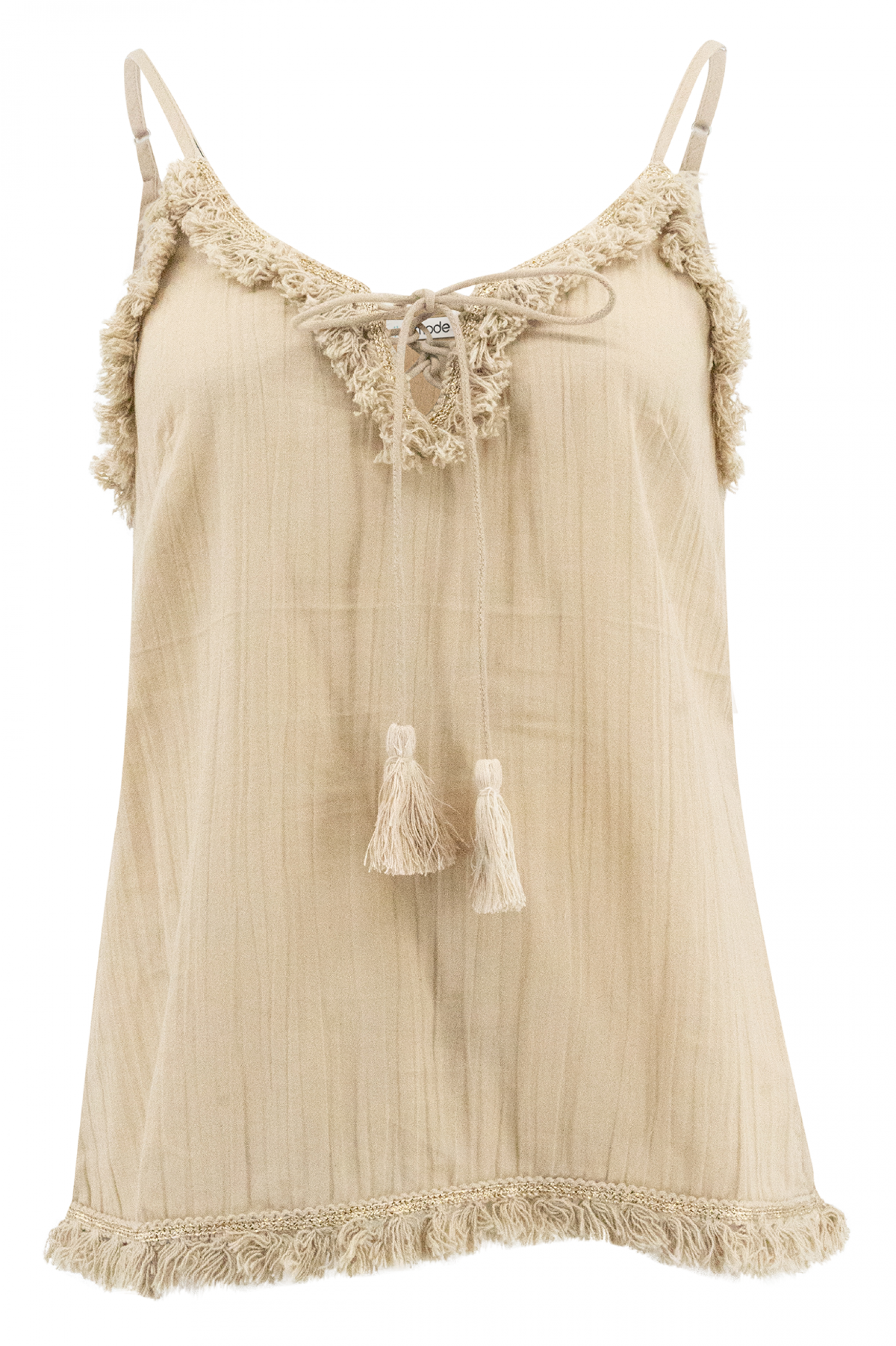 Bohemian top in sand van ibzmode, Brands of Ibiza