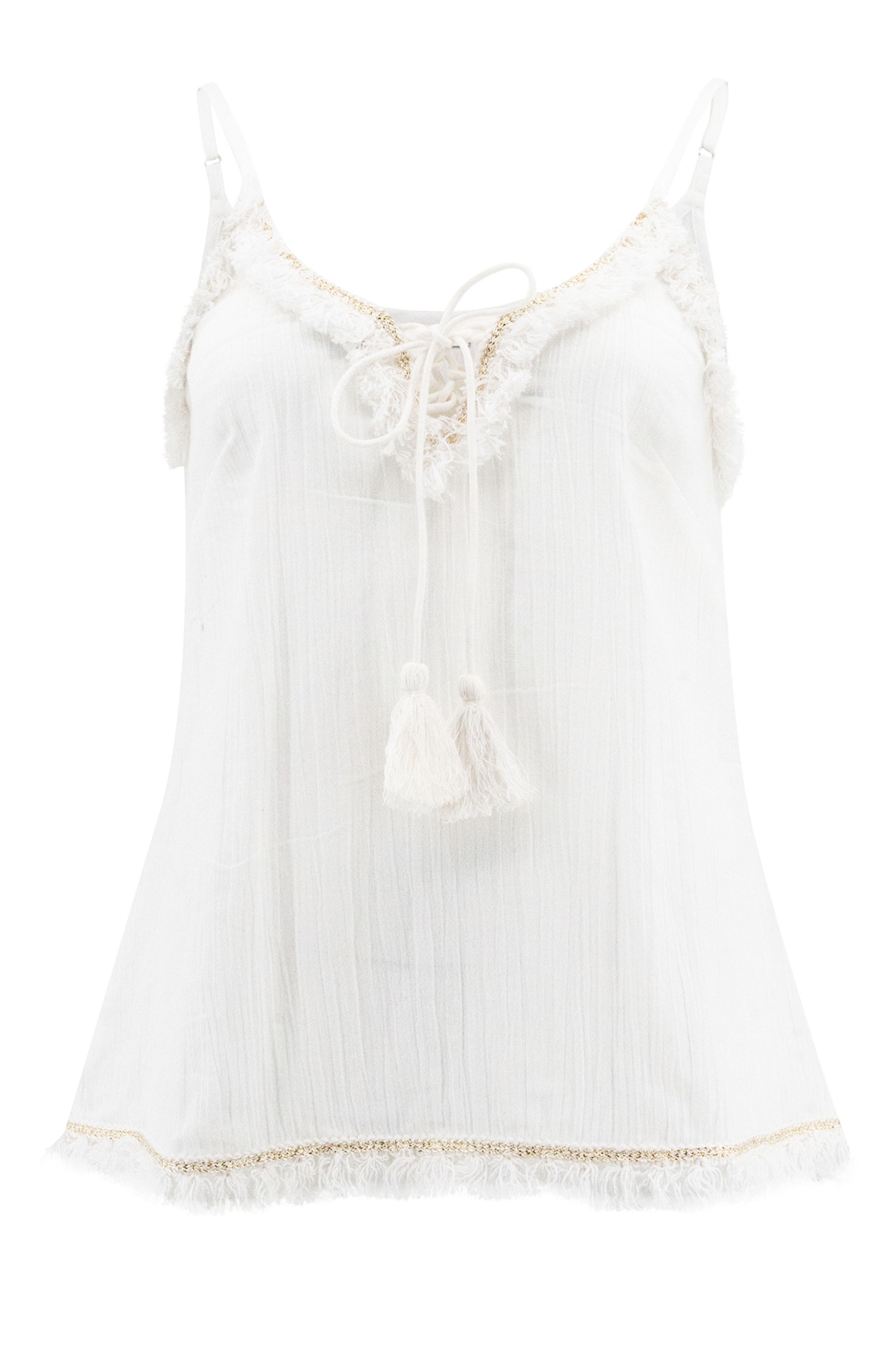 Top bohemio en blanco de ibzmode, Marcas de Ibiza