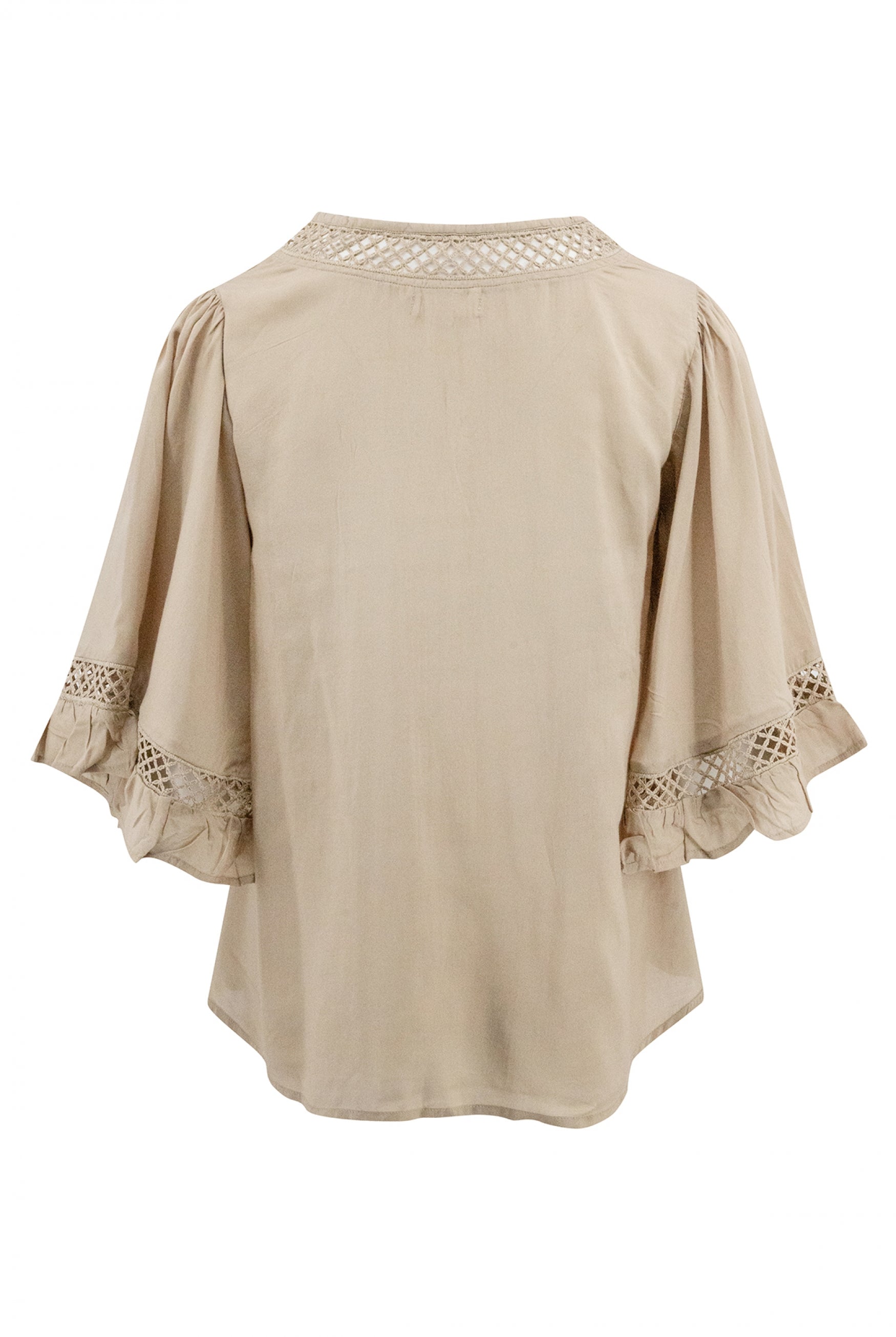 Bohemian top in taupe van ibzmode, Brands of Ibiza