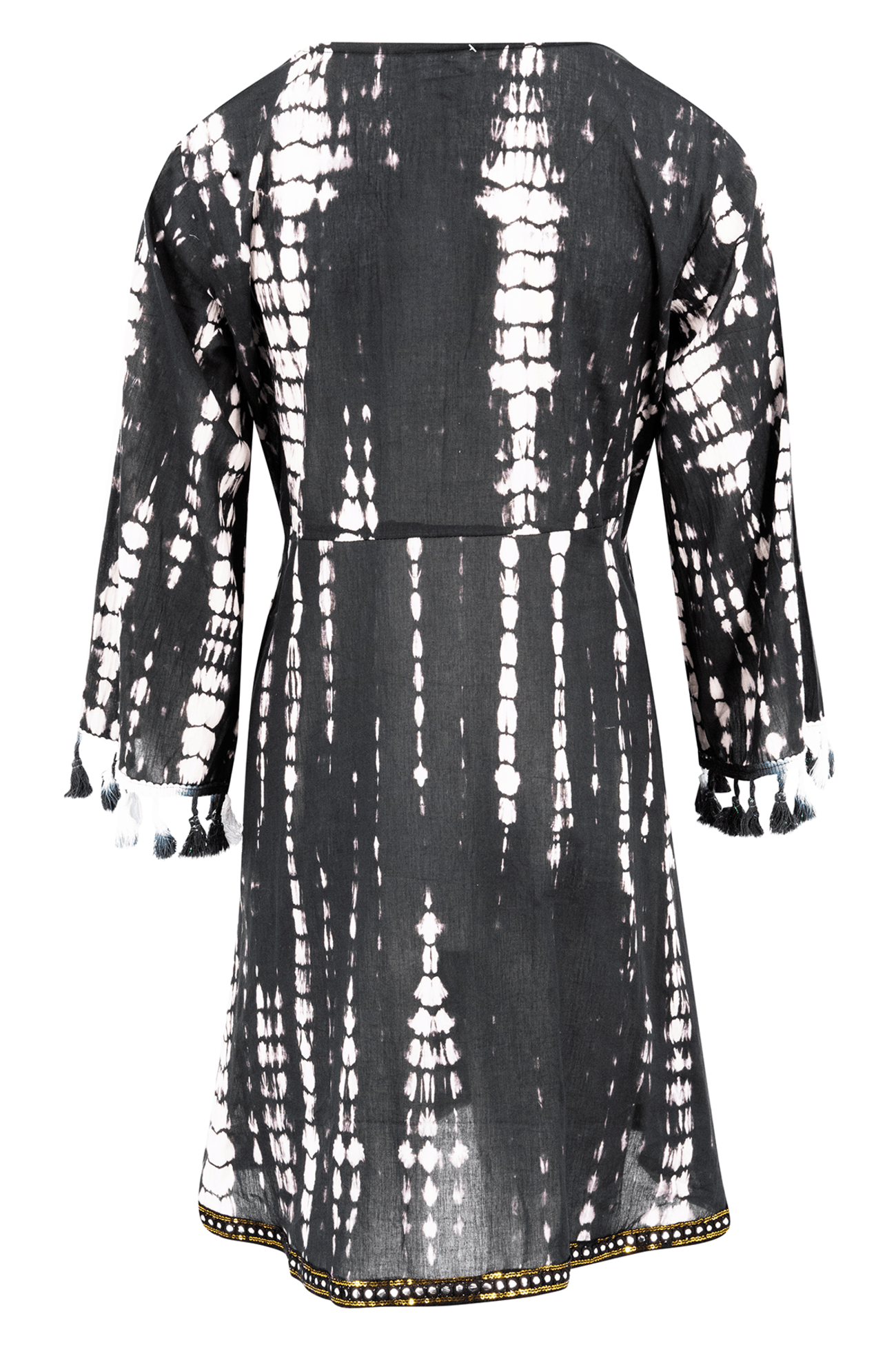 Bohemian jurk in tie dye black van ibzmode, Brands of Ibiza