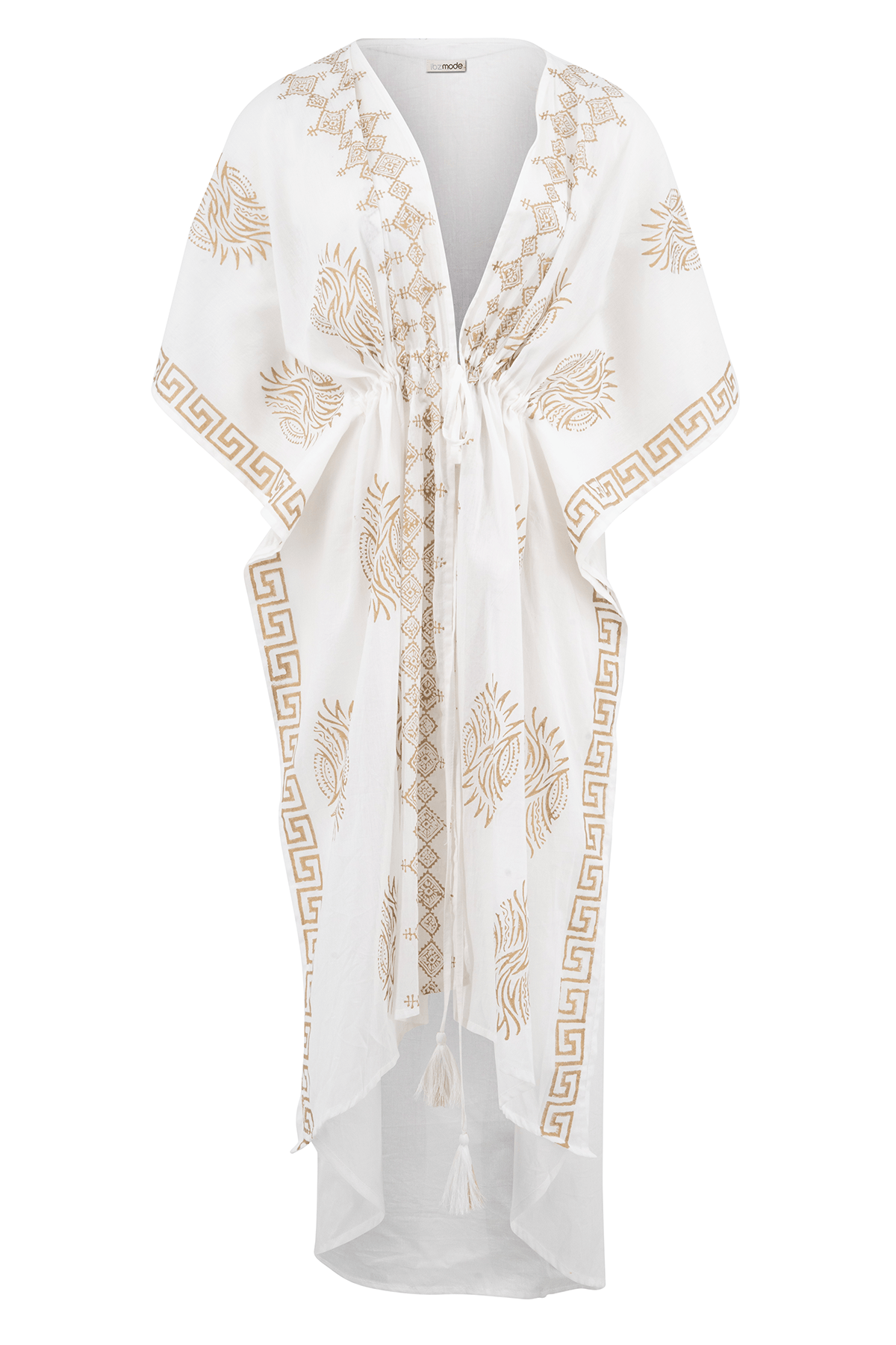 Bohemian kimono in white van ibzmode, Brands of Ibiza