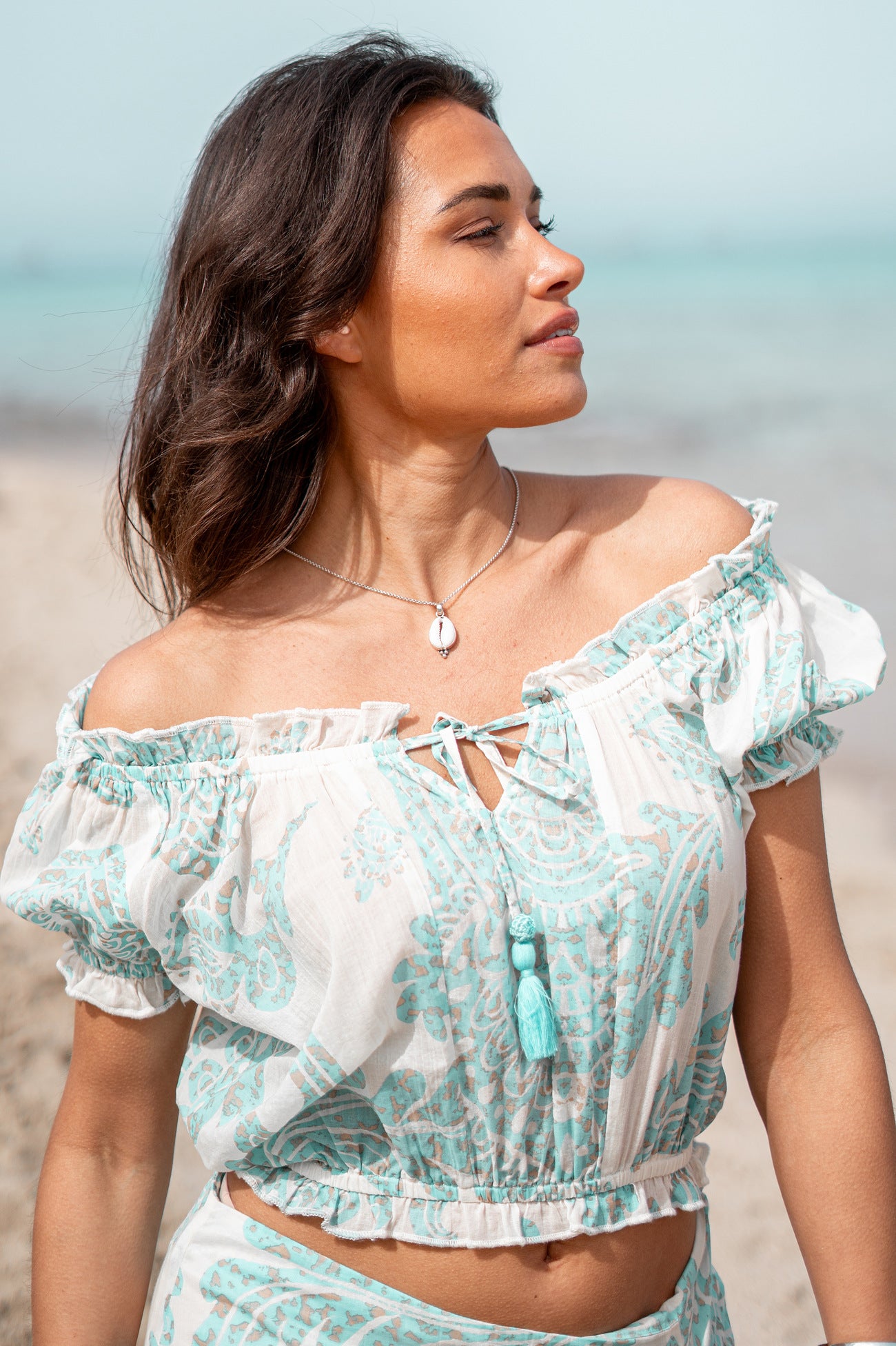 Bohemian top in aqua van ibzmode, Brands of Ibiza