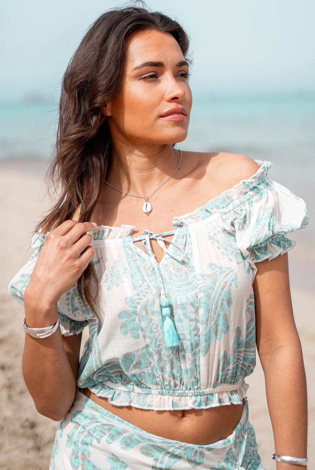 Bohemian top in aqua van ibzmode, Brands of Ibiza