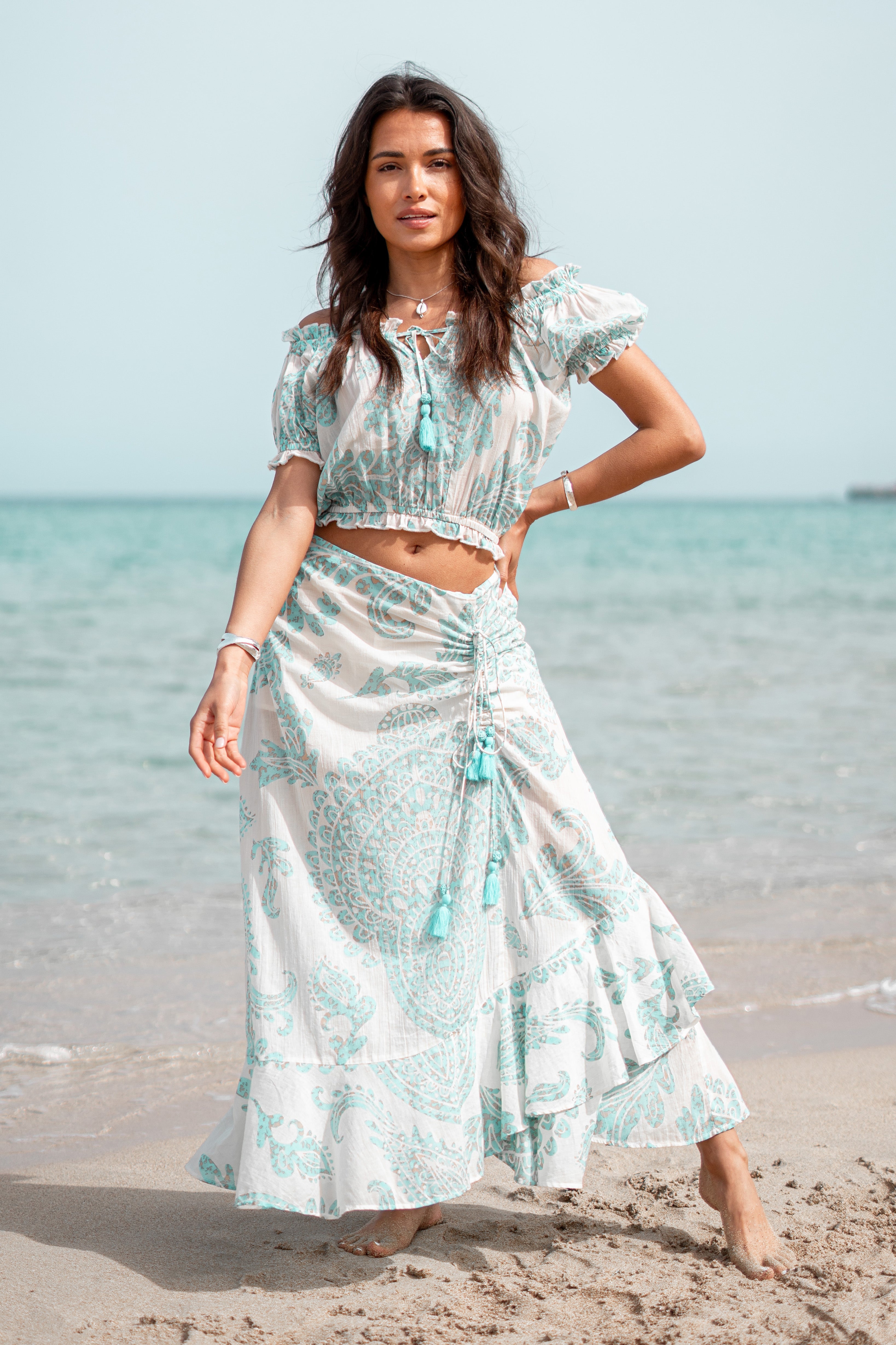 Bohemian rok in aqua van ibzmode, Brands of Ibiza