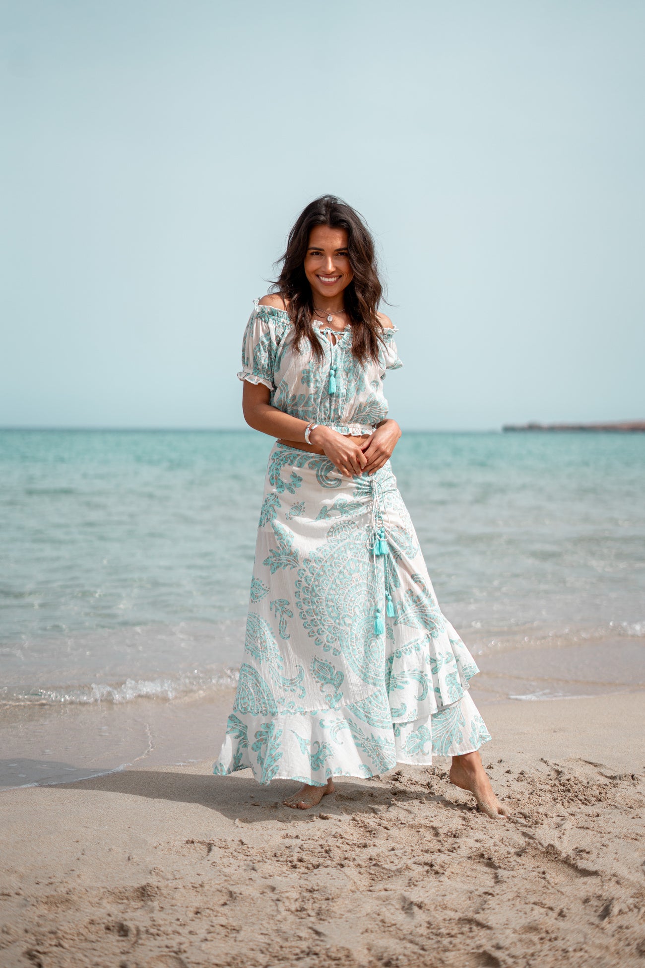 Bohemian top in aqua van ibzmode, Brands of Ibiza