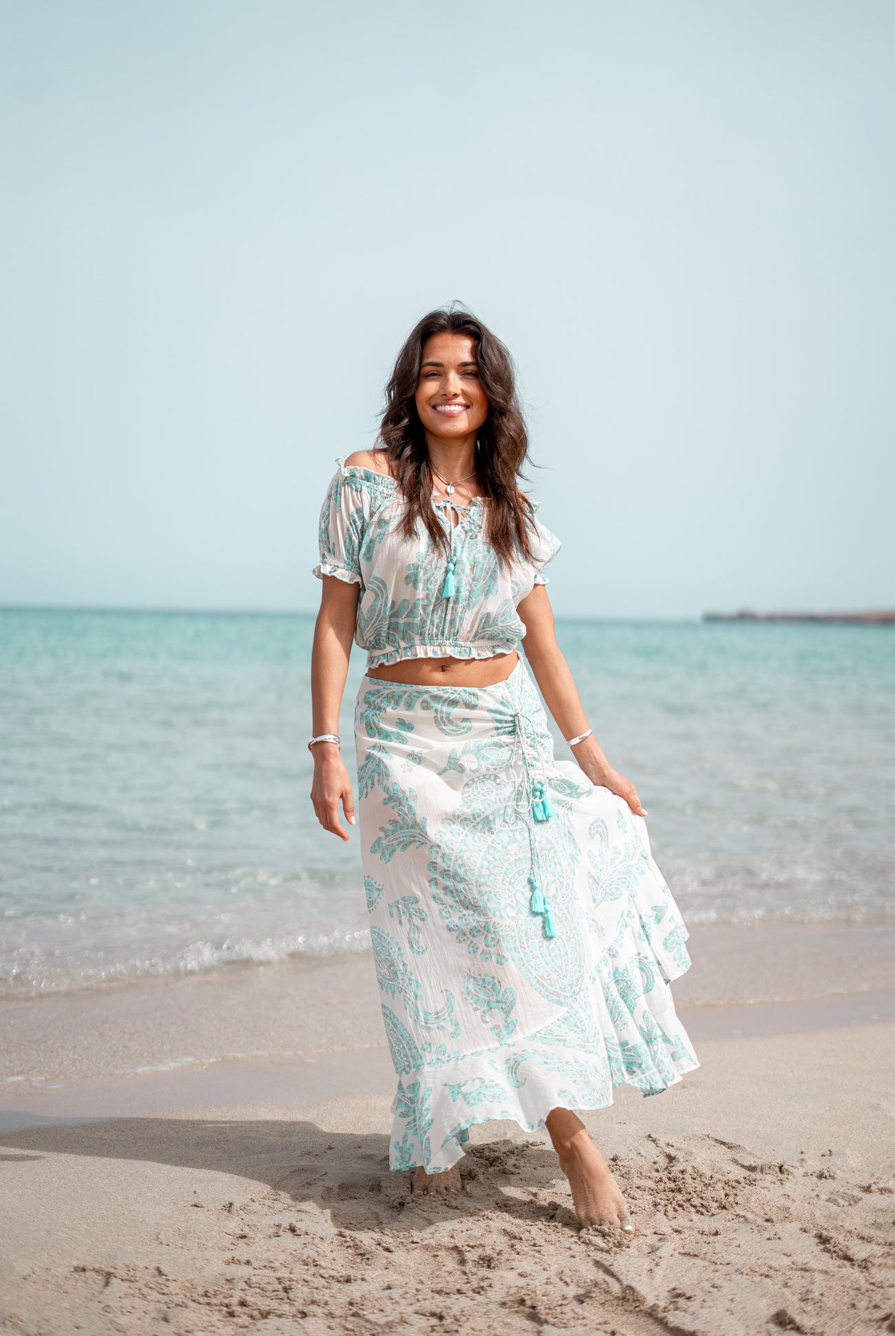 Bohemian top in aqua van ibzmode, Brands of Ibiza