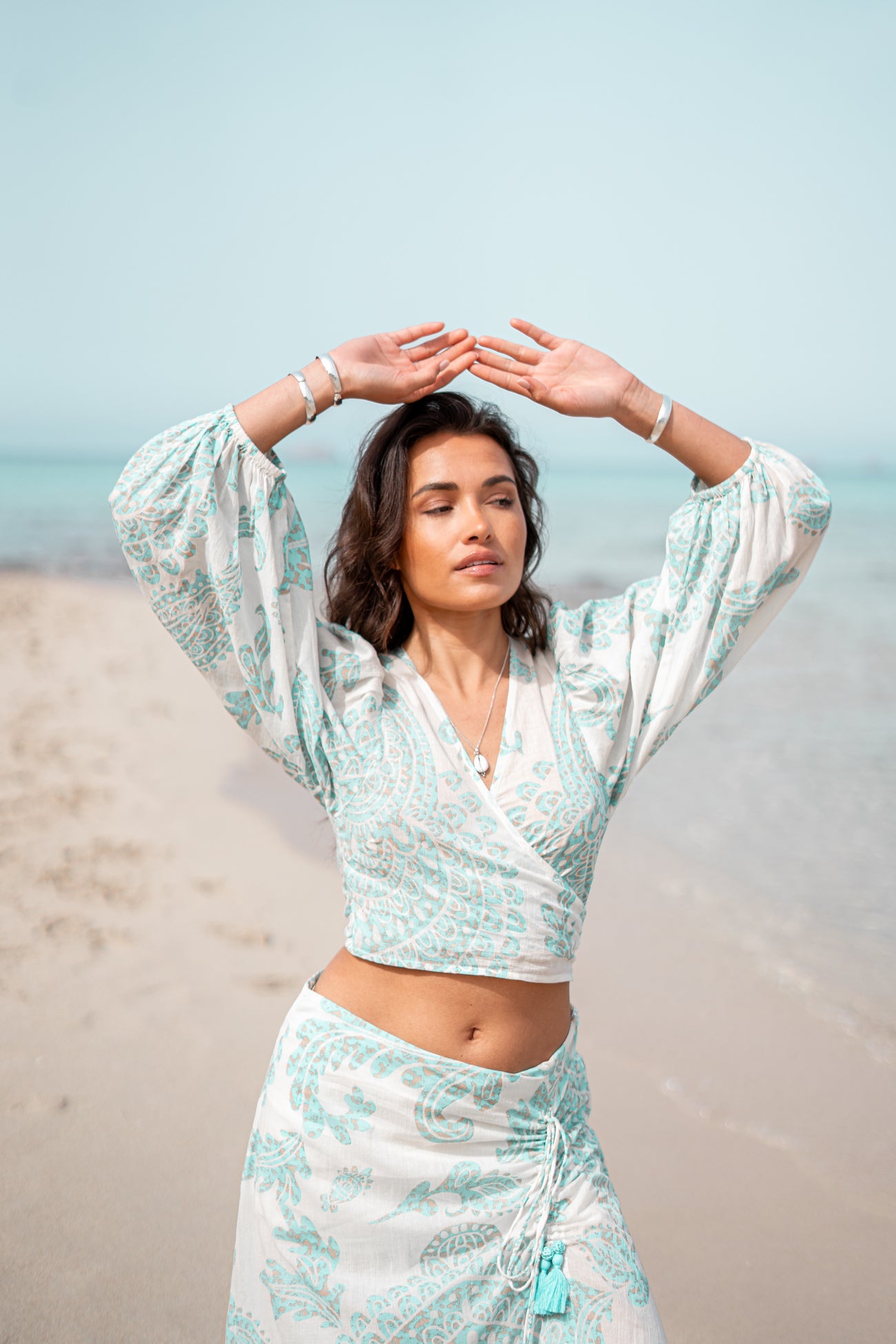 Bohemian top in aqua van ibzmode, Brands of Ibiza