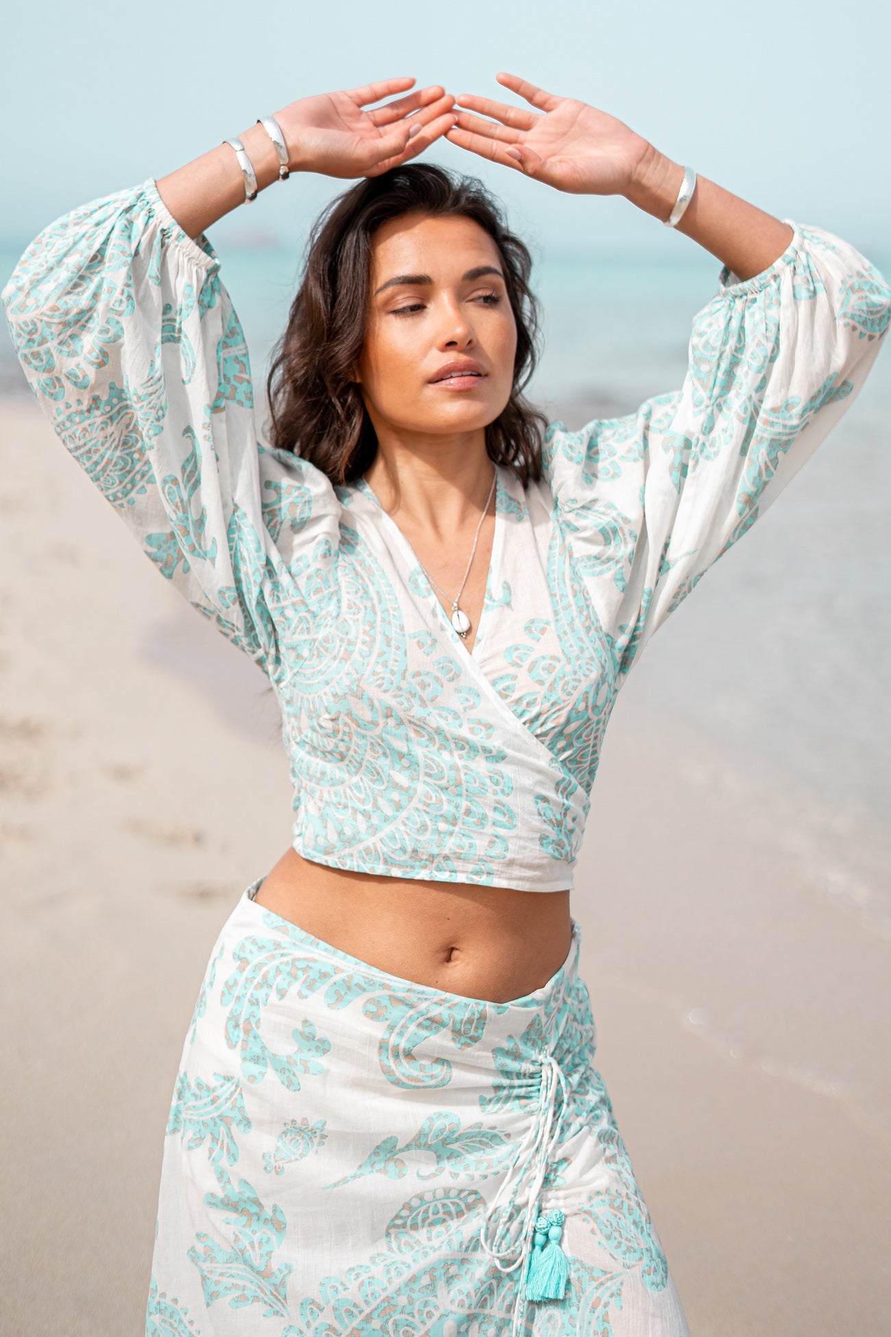 Bohemian top in aqua van ibzmode, Brands of Ibiza