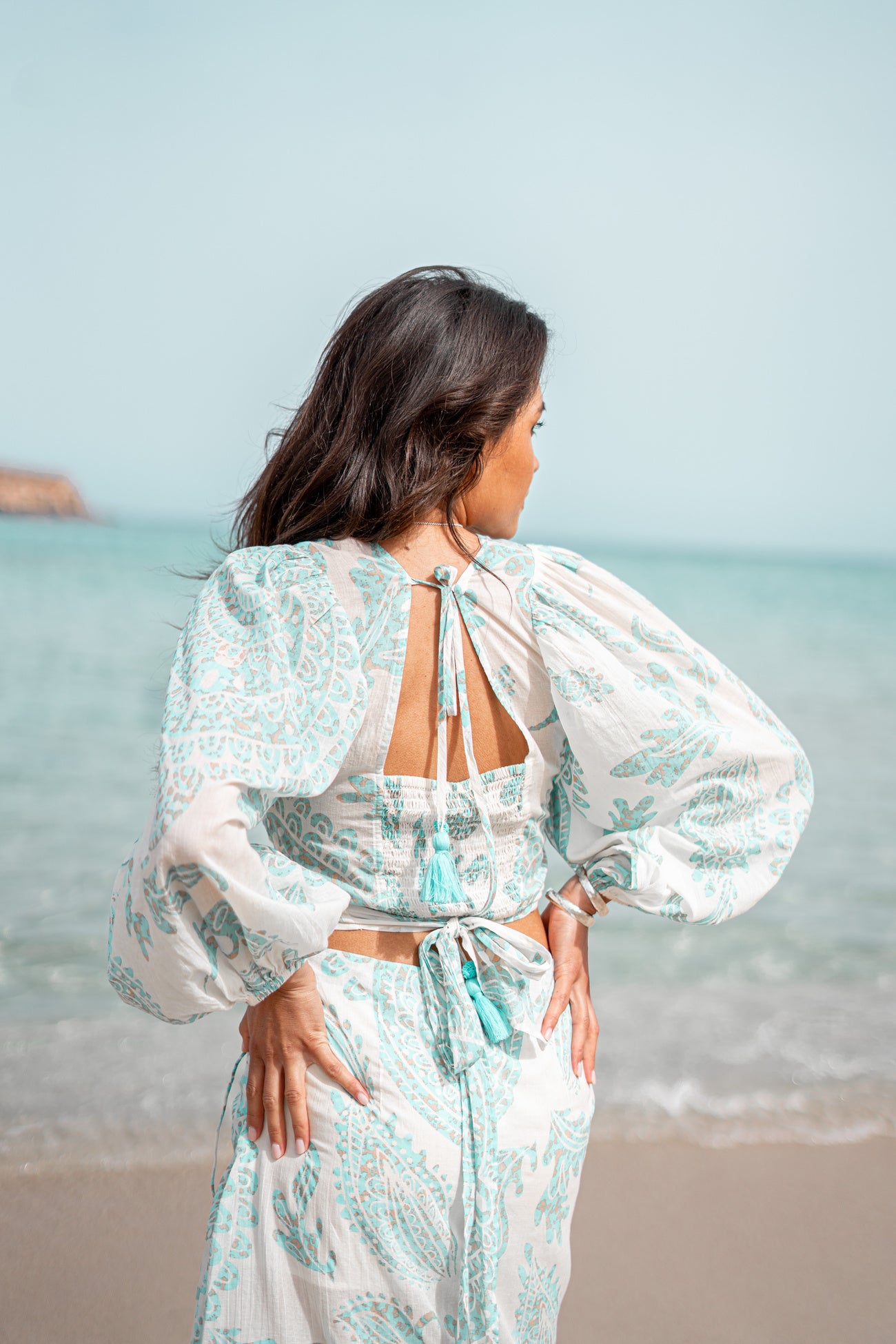 Bohemian top in aqua van ibzmode, Brands of Ibiza