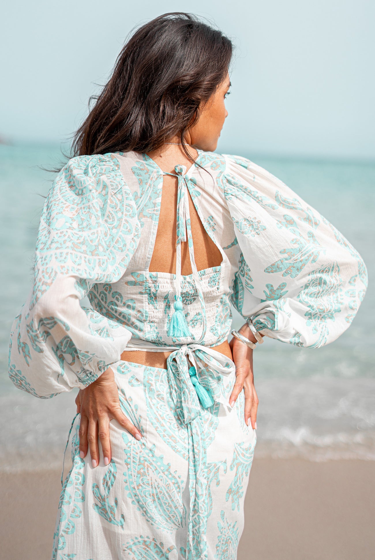 Bohemian top in aqua van ibzmode, Brands of Ibiza