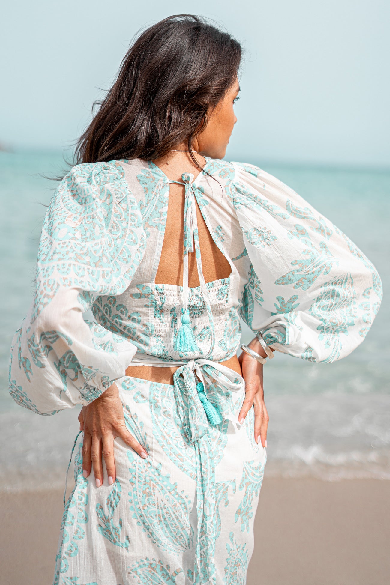Bohemian top in aqua van ibzmode, Brands of Ibiza