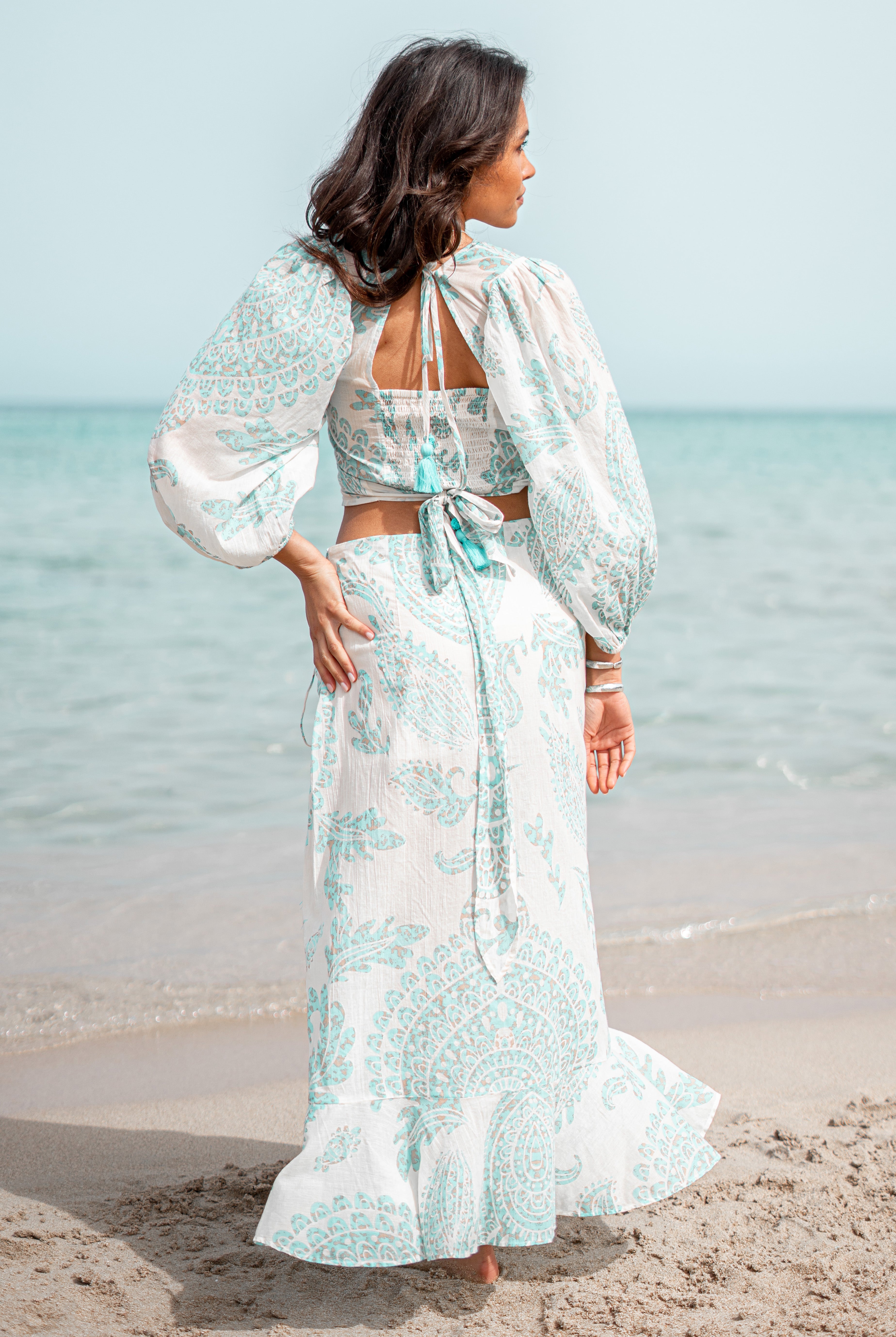 Bohemian rok in aqua van ibzmode, Brands of Ibiza