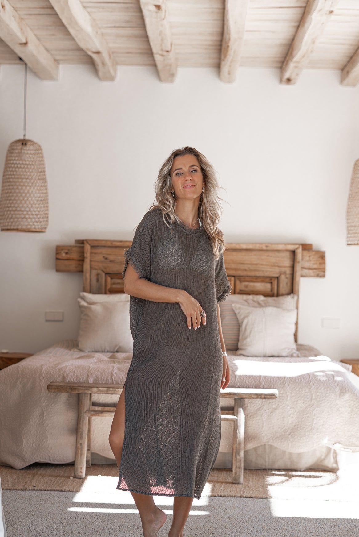 Bohemian jurk in anthracite van ibzmode, Brands of Ibiza