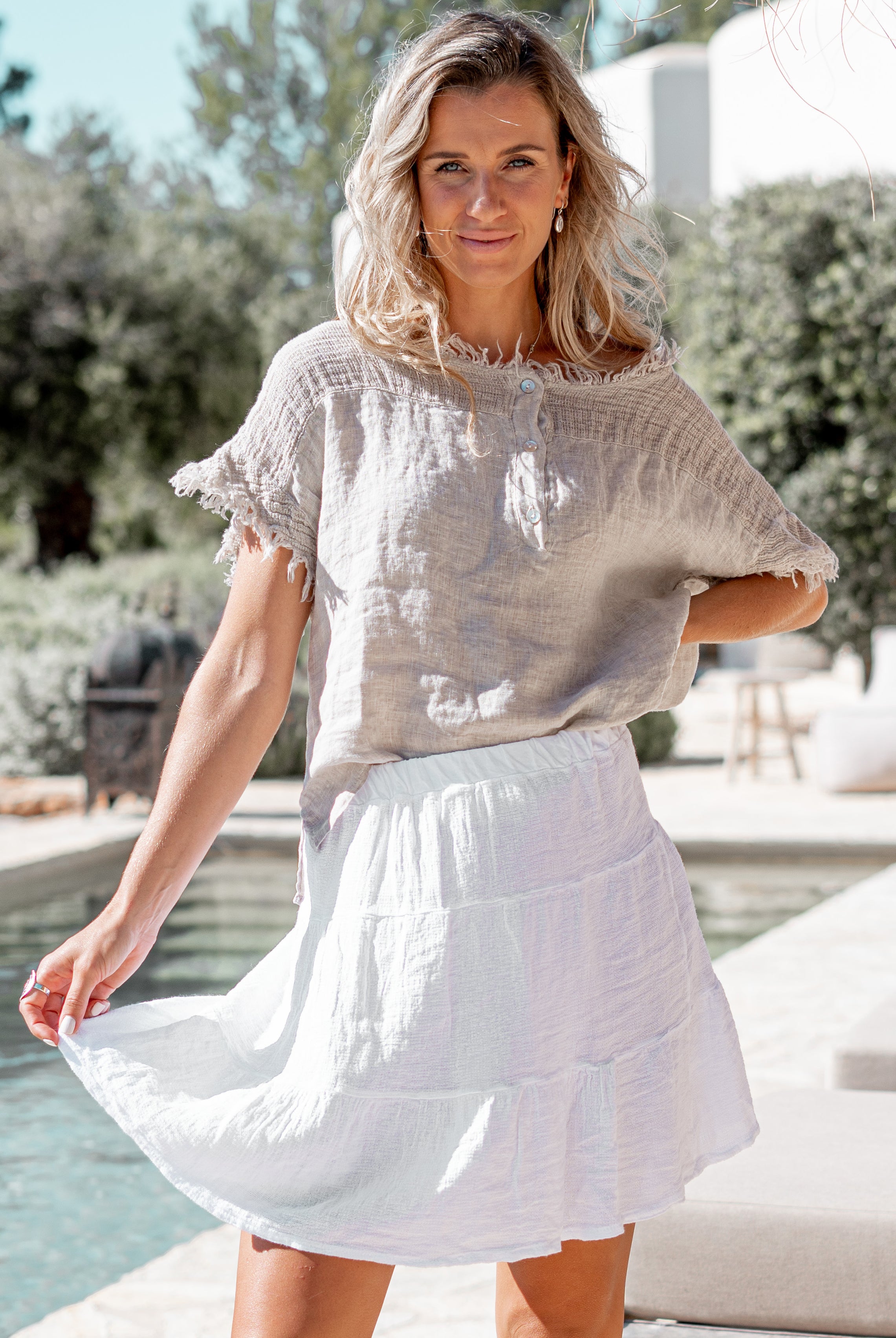 Bohemian skirt in white from ibzmode, Brands of Ibiza