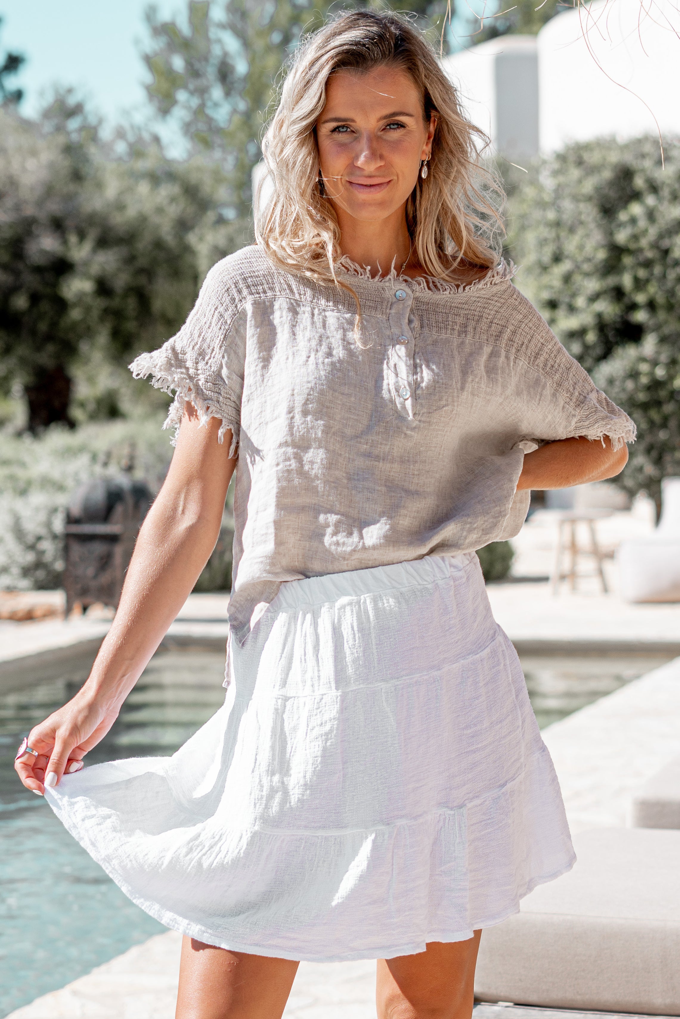 Bohemian rok in white van ibzmode, Brands of Ibiza