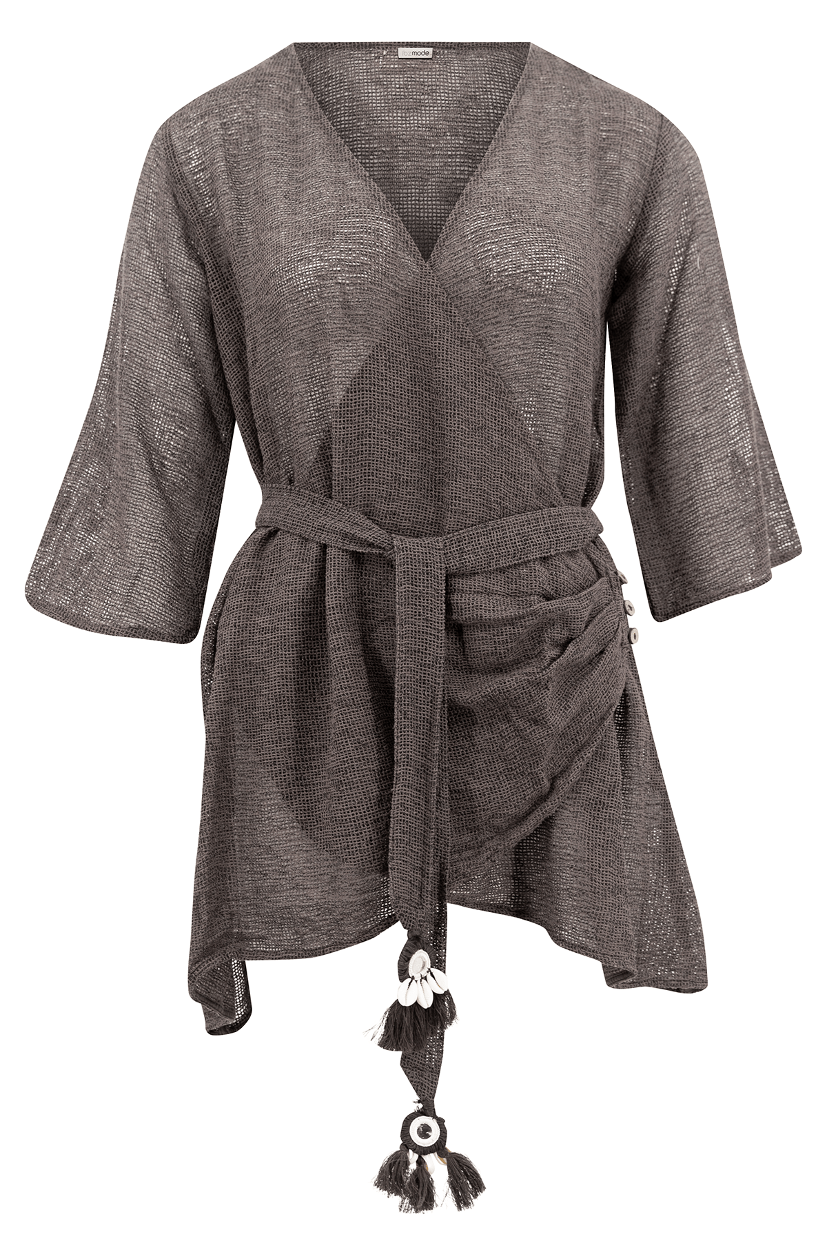 Bohemian jurk in dark antraciet van ibzmode, Brands of Ibiza