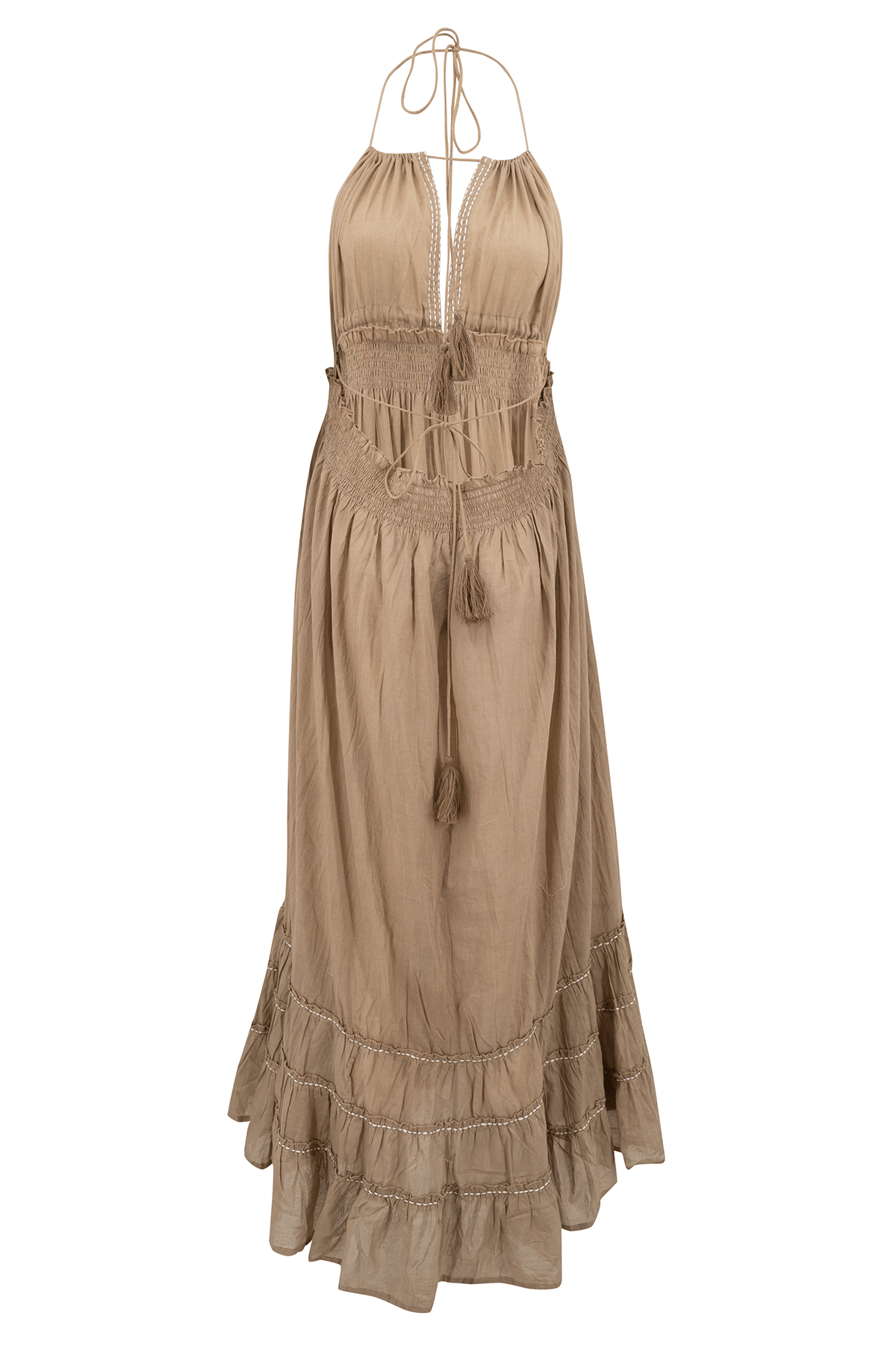 Bohemian jurk in taupe van ibzmode, Brands of Ibiza