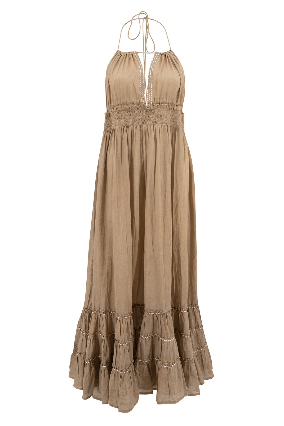 Bohemian jurk in taupe van ibzmode, Brands of Ibiza