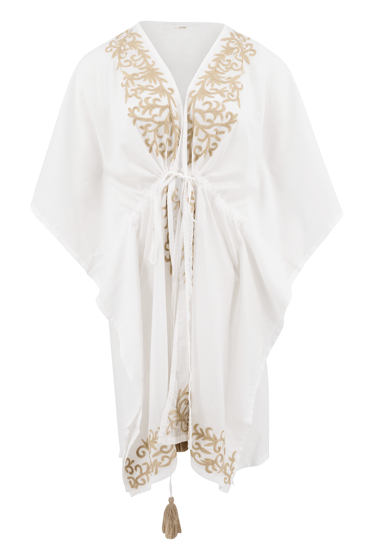 Bohemian kimono in white van ibzmode, Brands of Ibiza