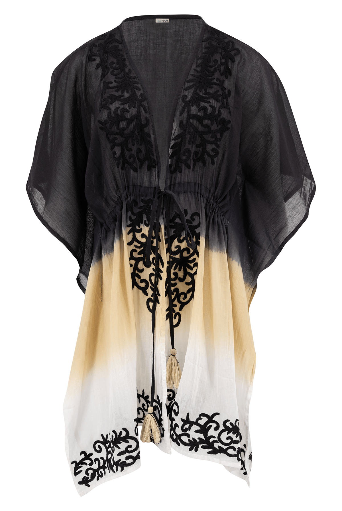 Bohemian kimono in black van ibzmode, Brands of Ibiza