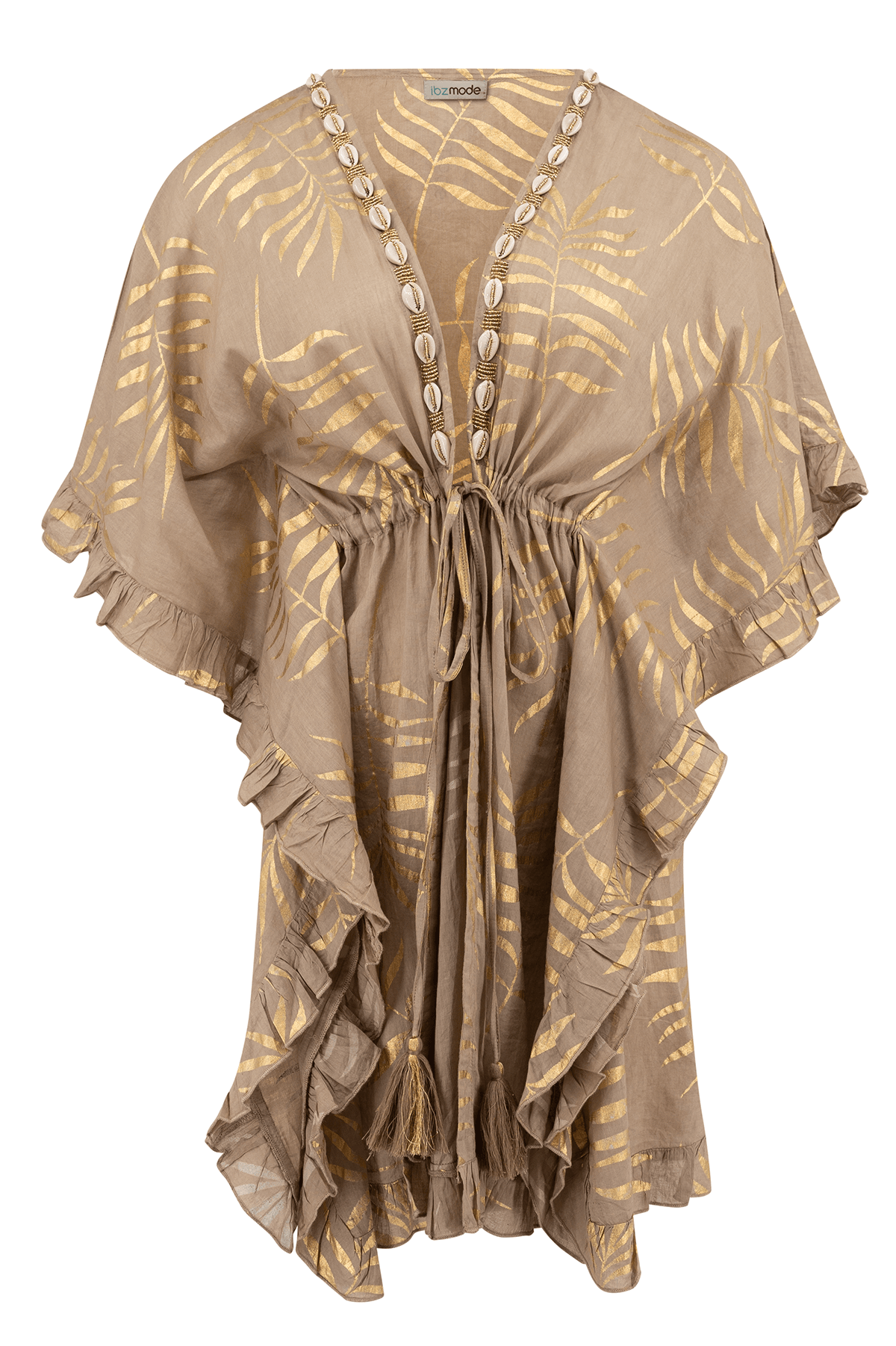 Bohemian kimono in taupe van ibzmode, Brands of Ibiza