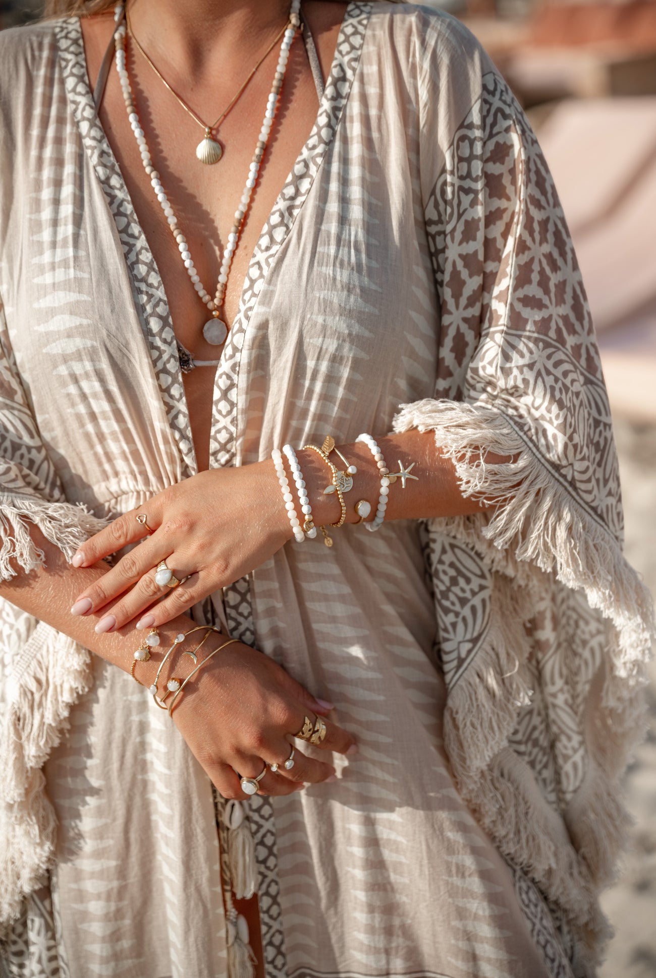 Ibzmode Short Kimono Flora Miranza Natural bohemian beachwear