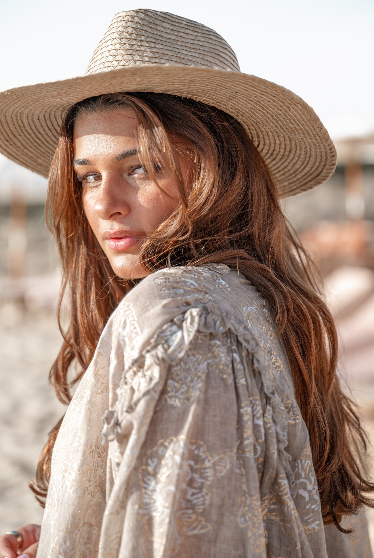 Ibzmode Blouse Amira Lumira Taupe bohemian summer blouse