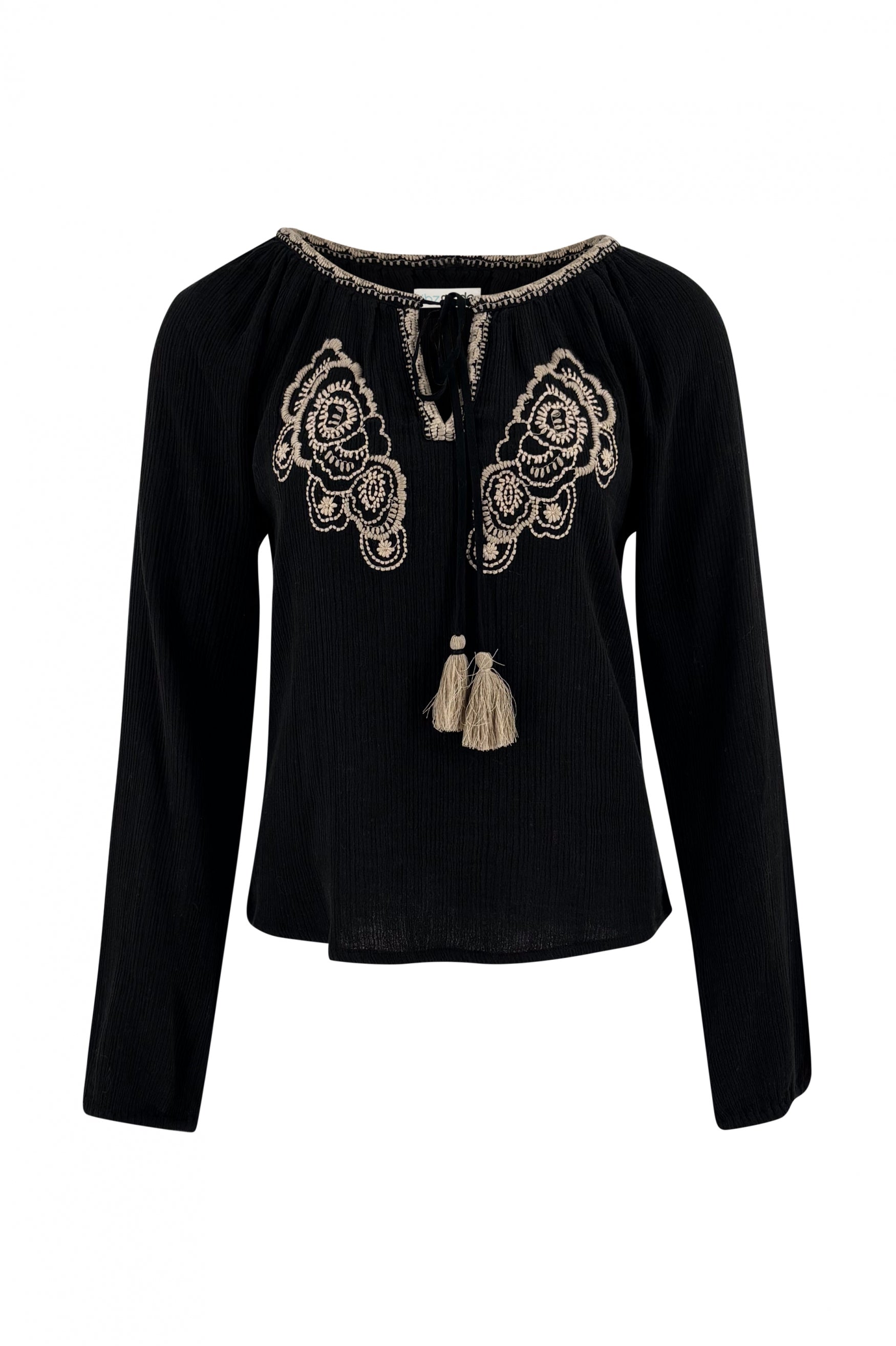 Bohemian blouse in black van ibzmode, Brands of Ibiza