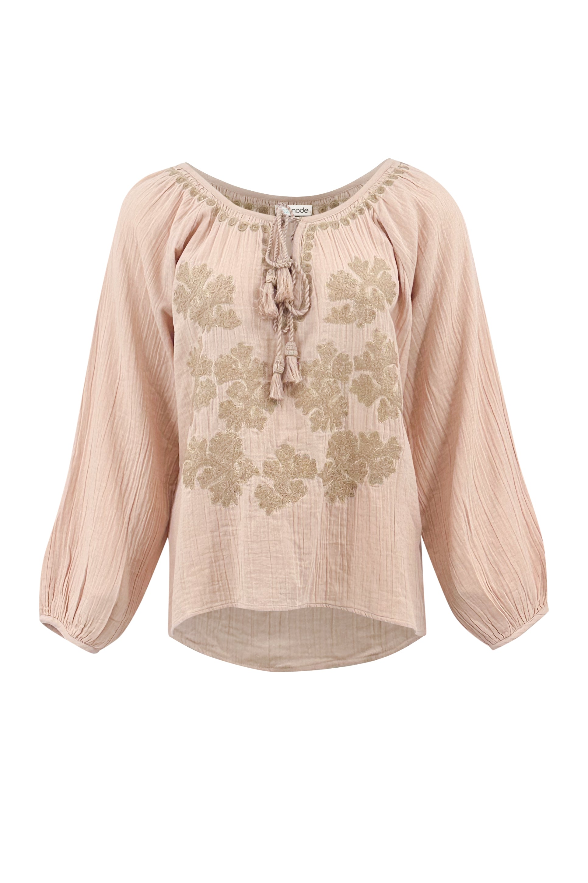 Bohemian blouse in powder van ibzmode, Brands of Ibiza