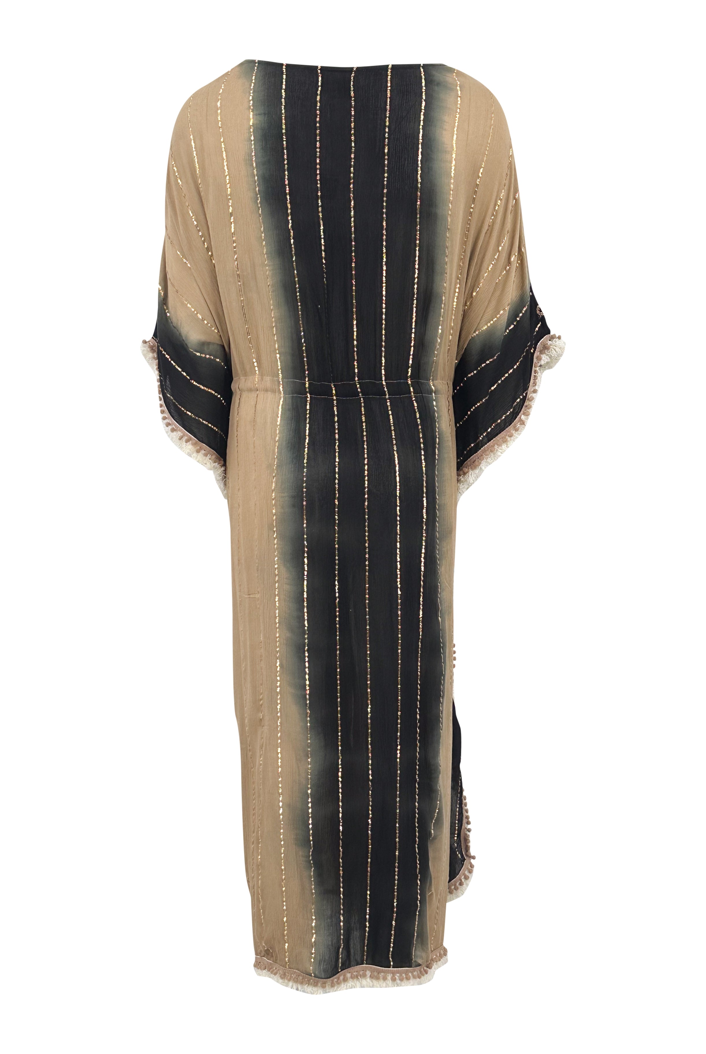 Bohemian kimono in black sand van ibzmode, Brands of Ibiza