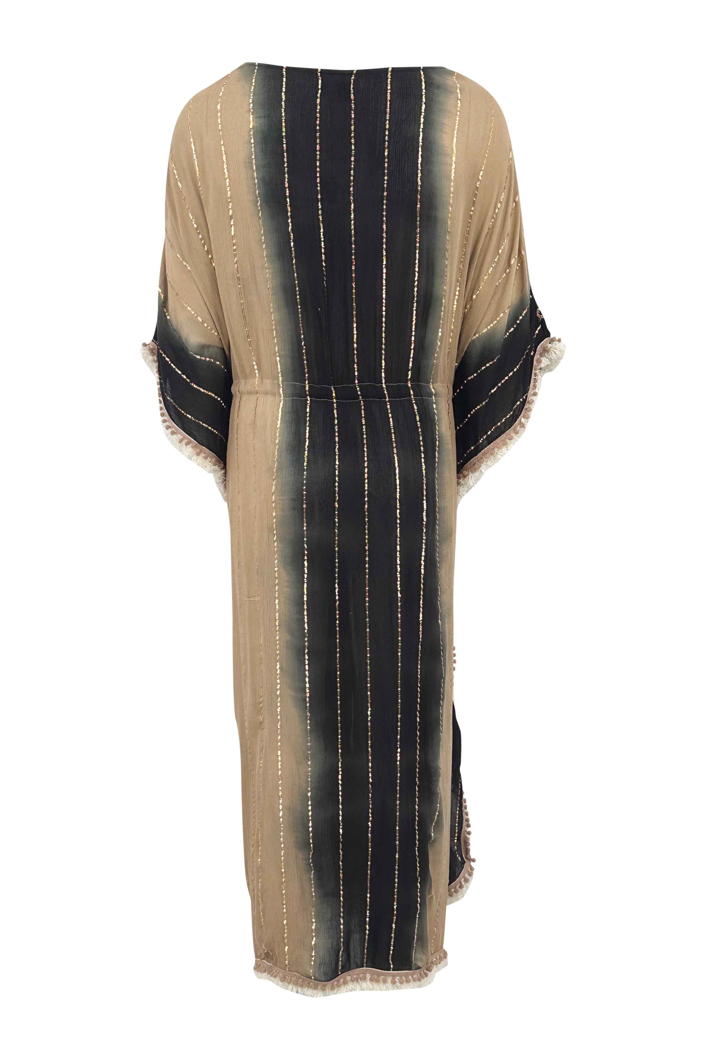 Bohemian kimono in black sand van ibzmode, Brands of Ibiza