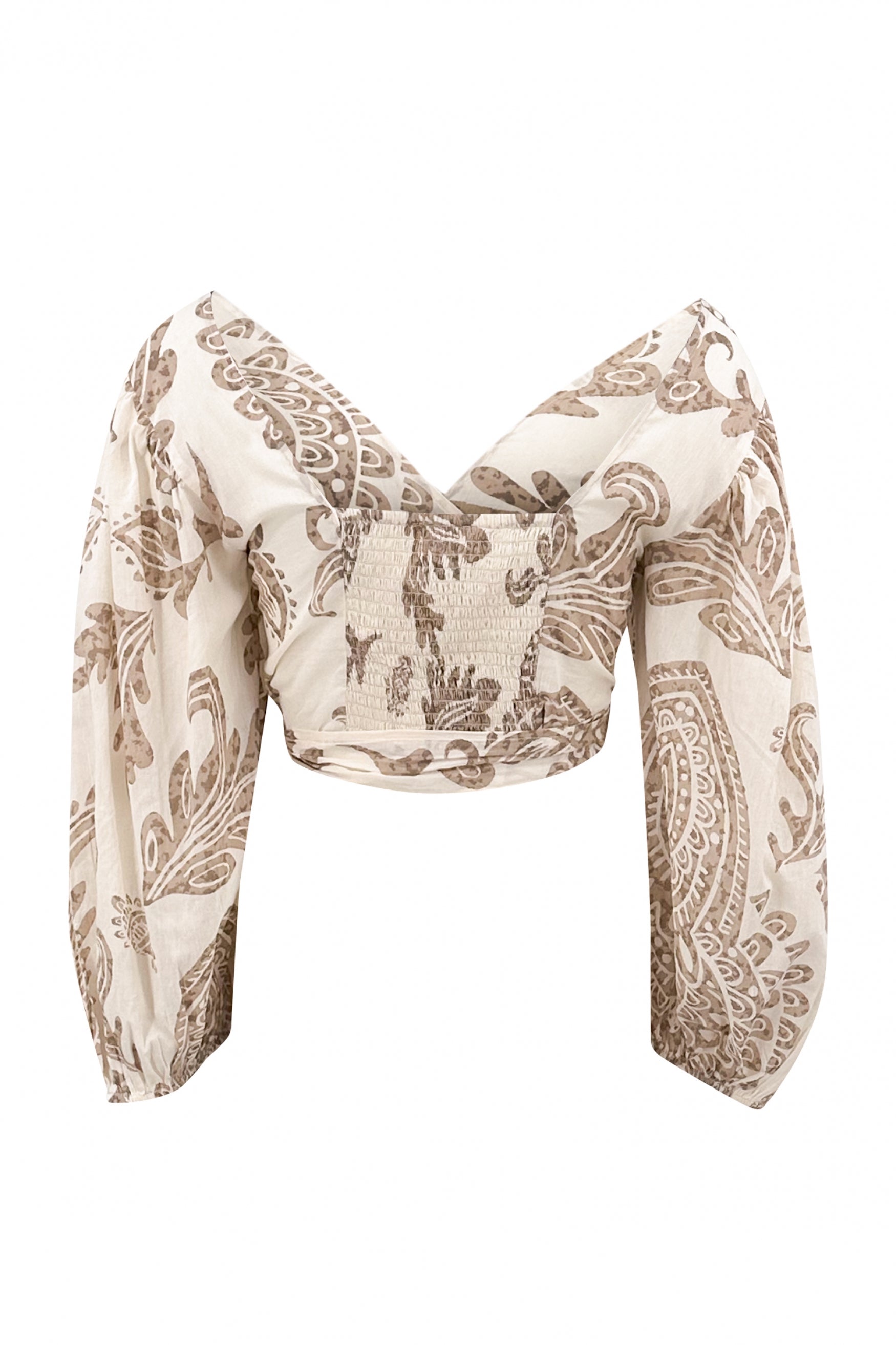 Bohemian top in taupe van ibzmode, Brands of Ibiza