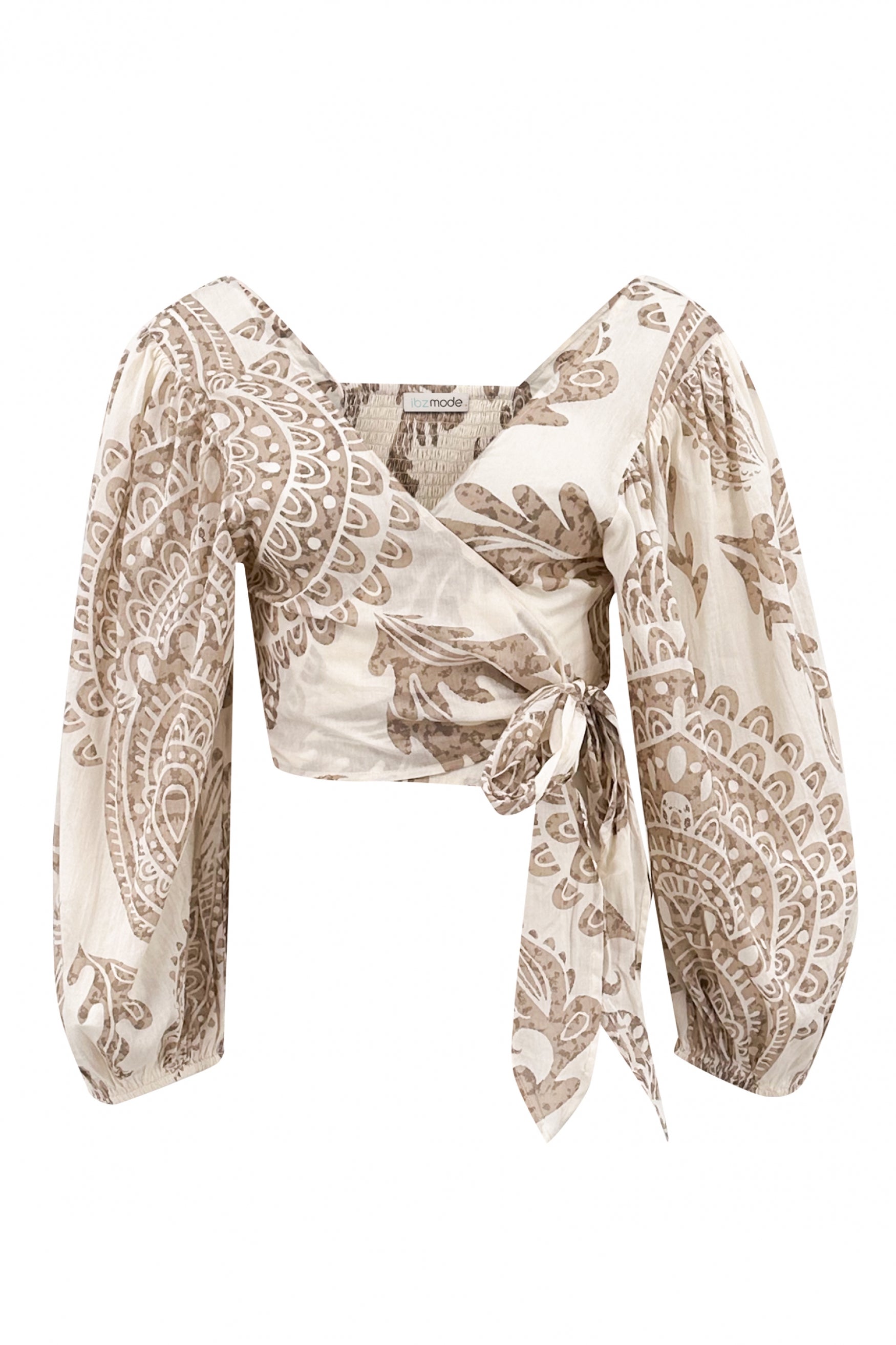 Bohemian top in taupe van ibzmode, Brands of Ibiza