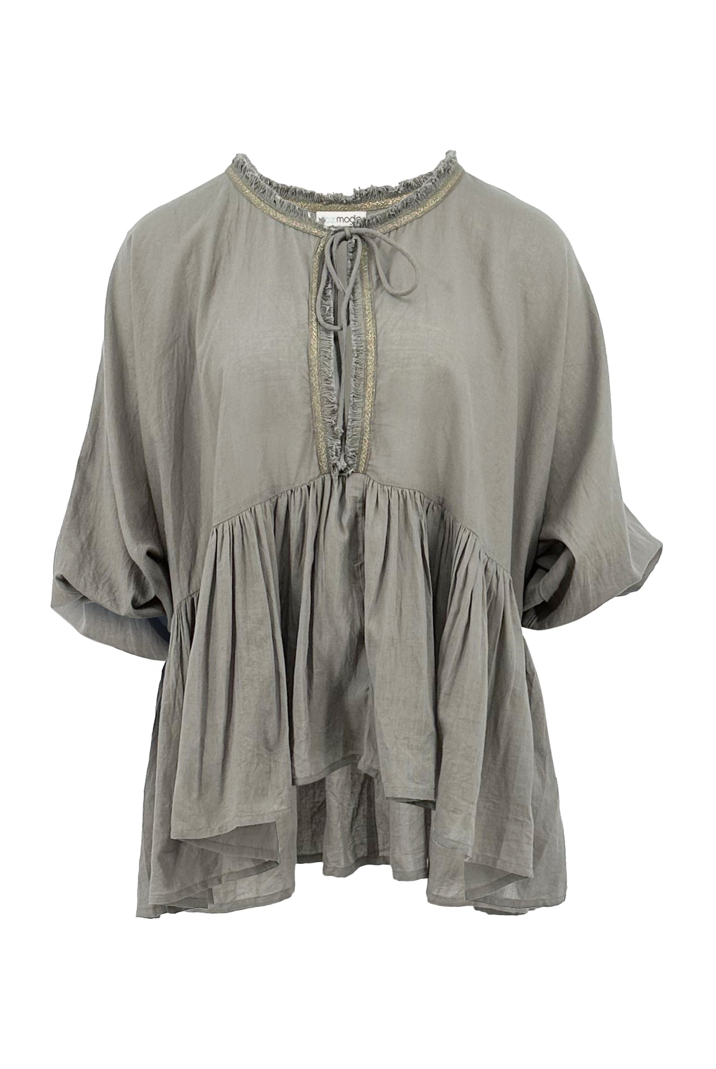 Bohemian blouse in khaki van ibzmode, Brands of Ibiza