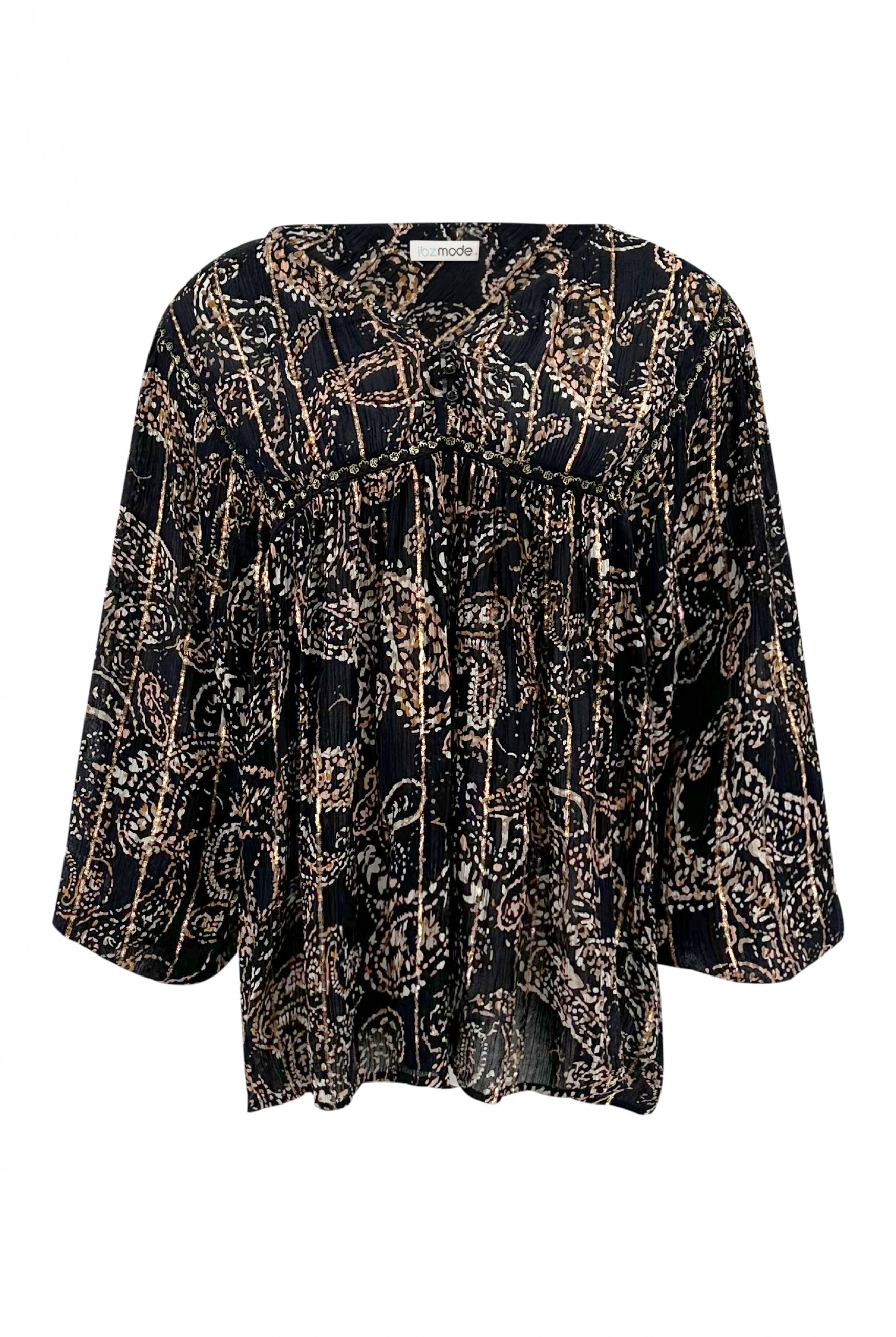 Bohemian blouse in black van ibzmode, Brands of Ibiza