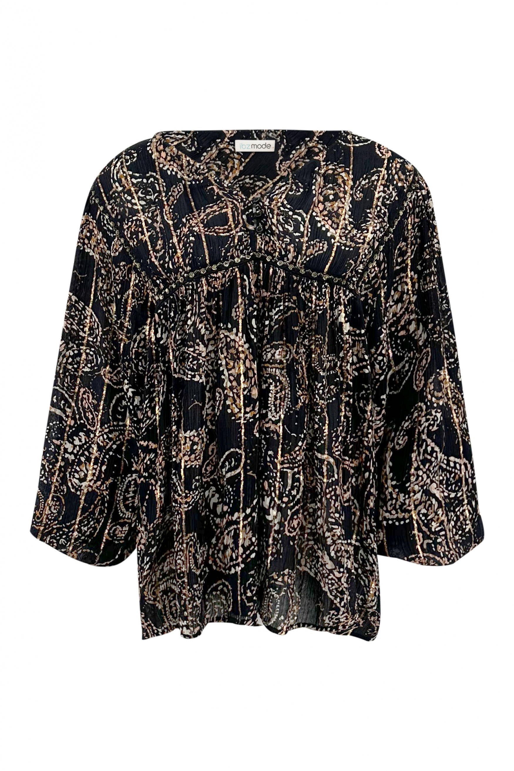 Bohemian blouse in black van ibzmode, Brands of Ibiza