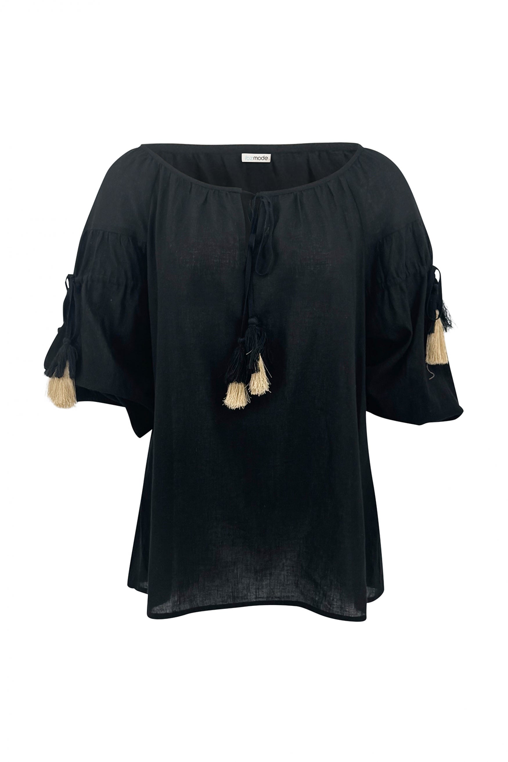 Bohemian blouse in black van ibzmode, Brands of Ibiza