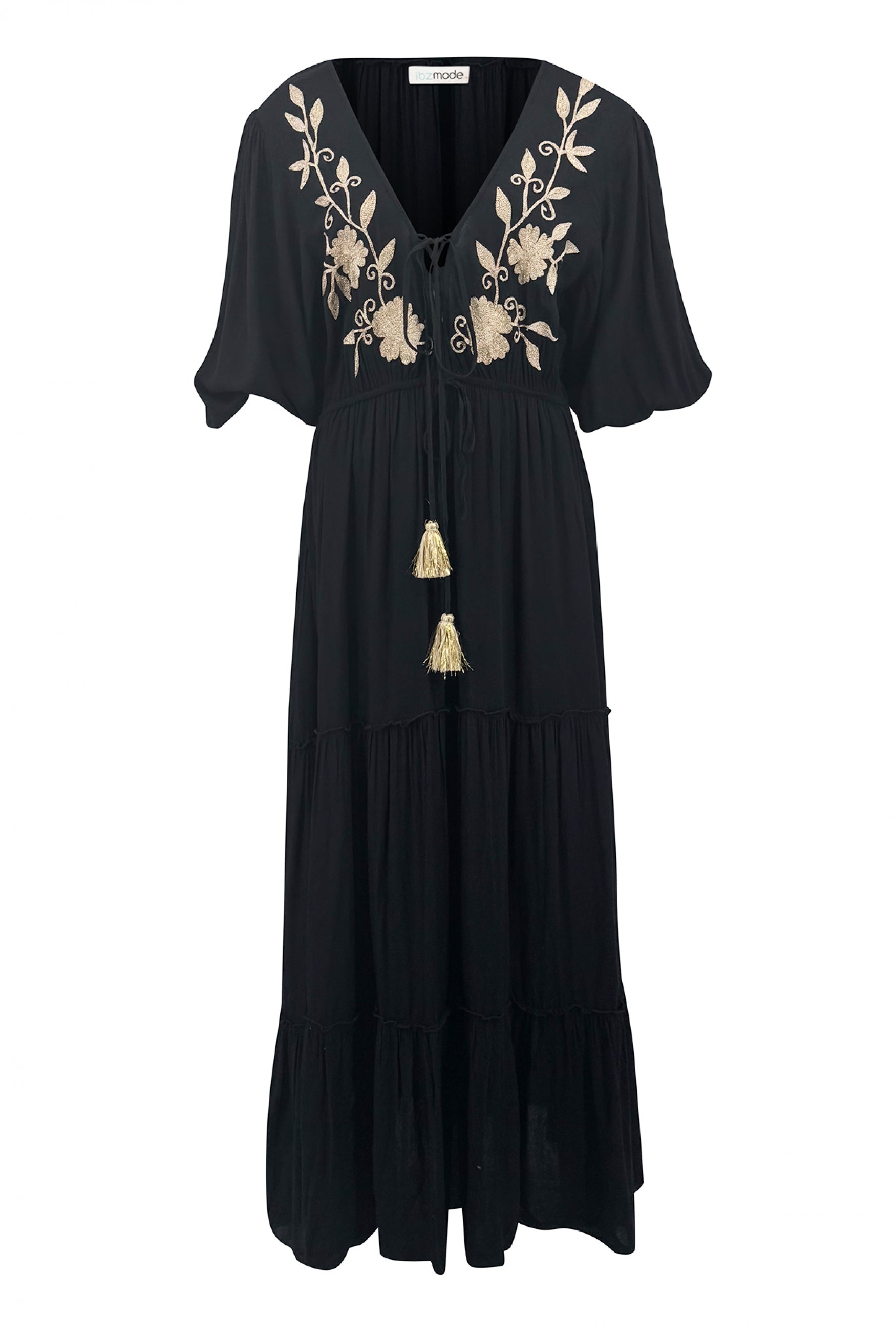 Vestido bohemio en negro de ibzmode, Marcas de Ibiza