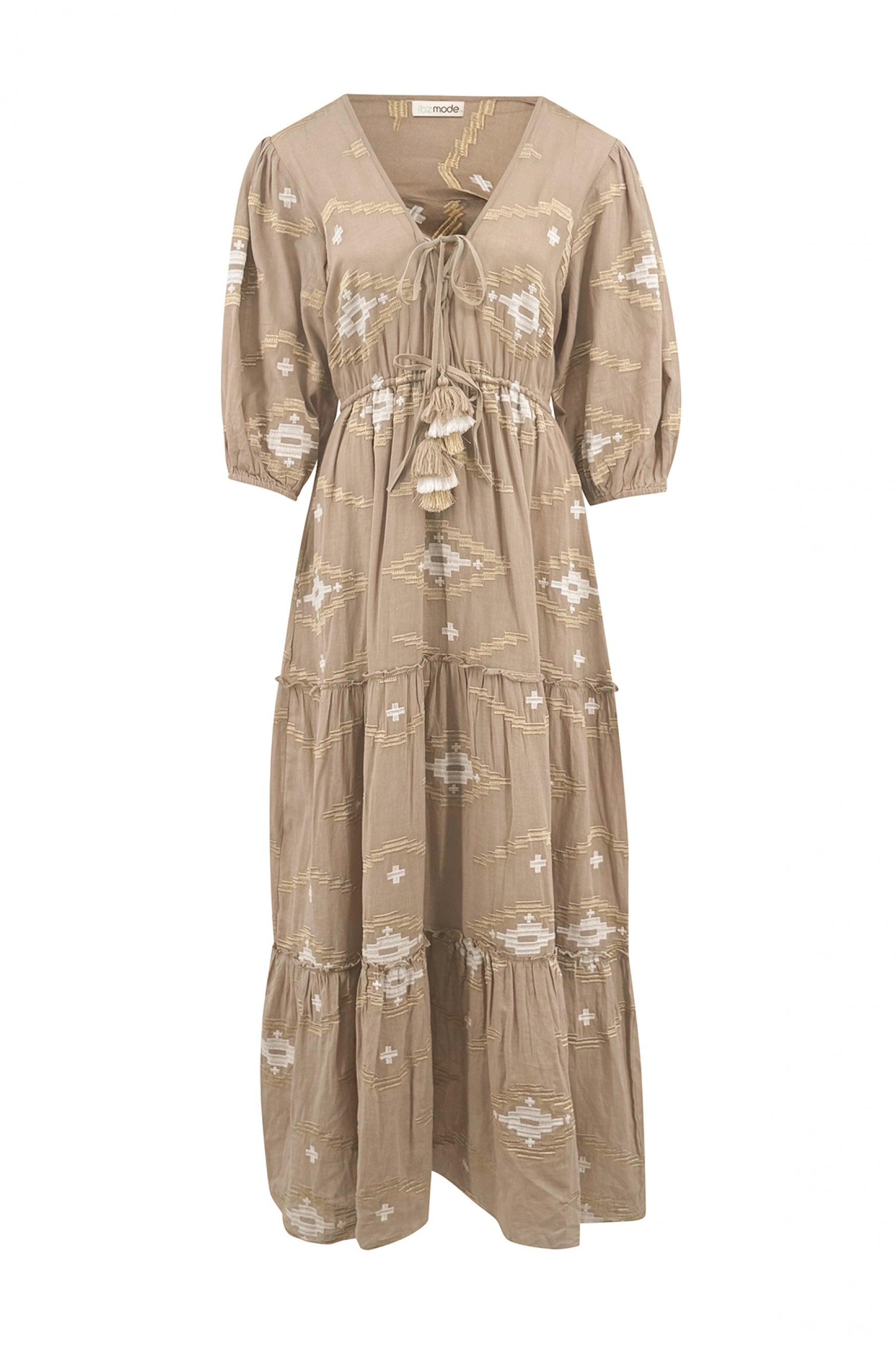 Bohemian jurk in taupe peach van ibzmode, Brands of Ibiza