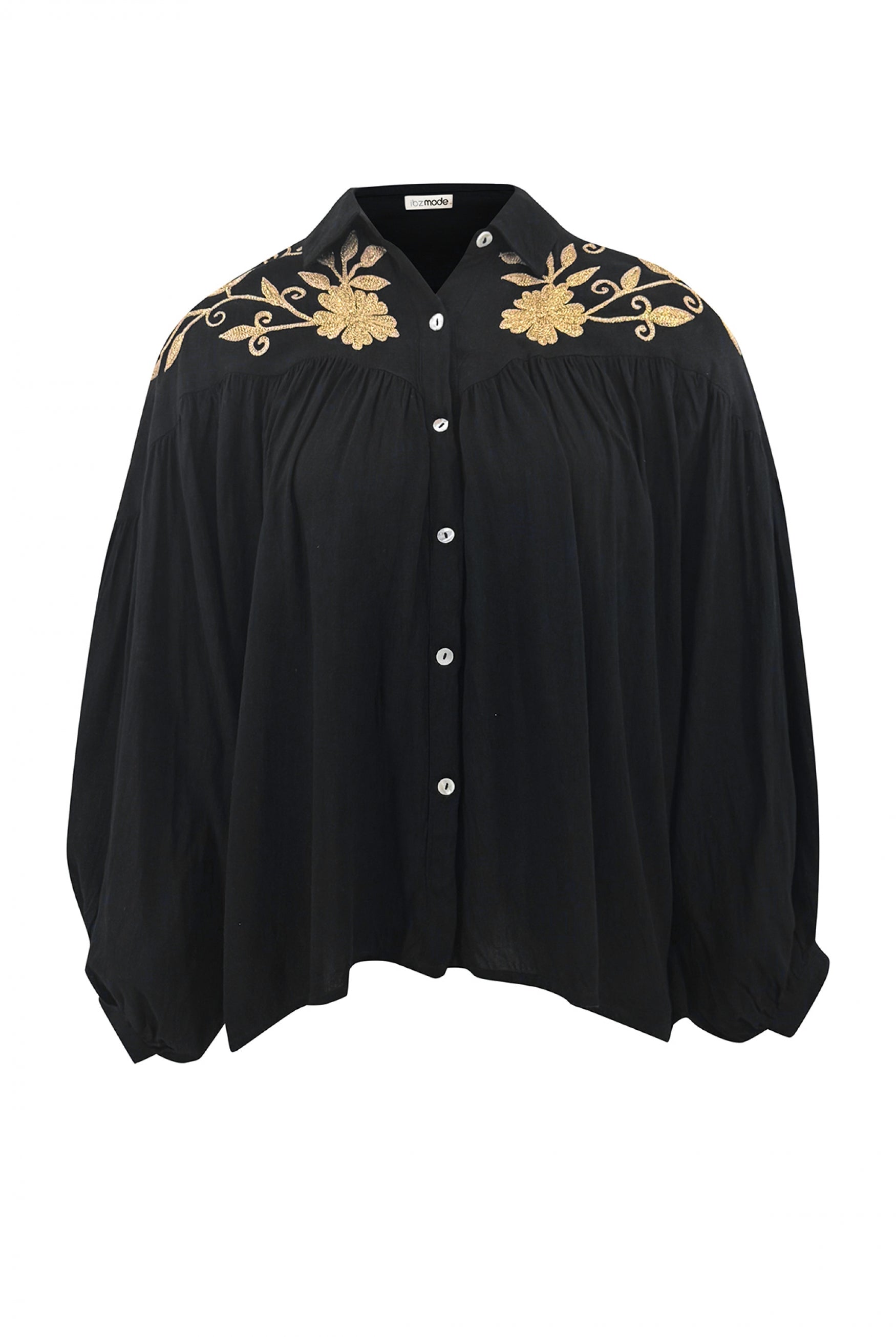 Bohemian blouse in black van ibzmode, Brands of Ibiza