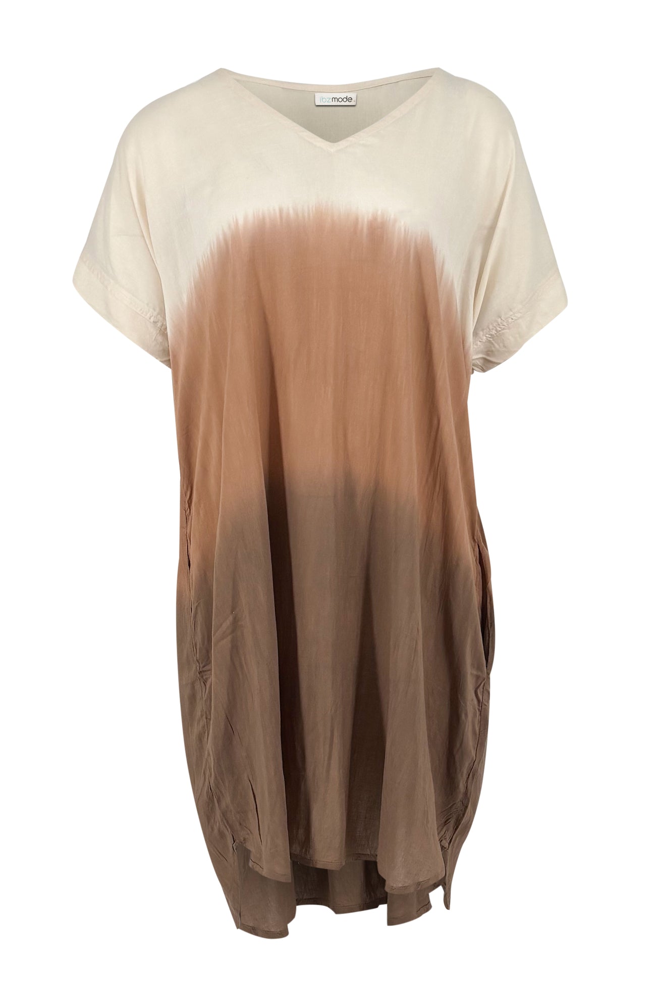 Ibizamode Short Kaftan Noa Almora Ivory with airy printed look and relaxed summer fit