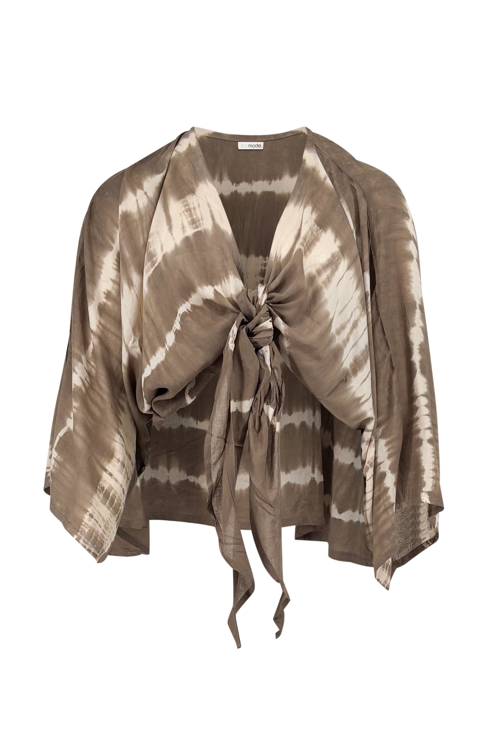 Ibizamode Wrap Top Sadri Maraluna Taupe with airy ombre look and feminine fit