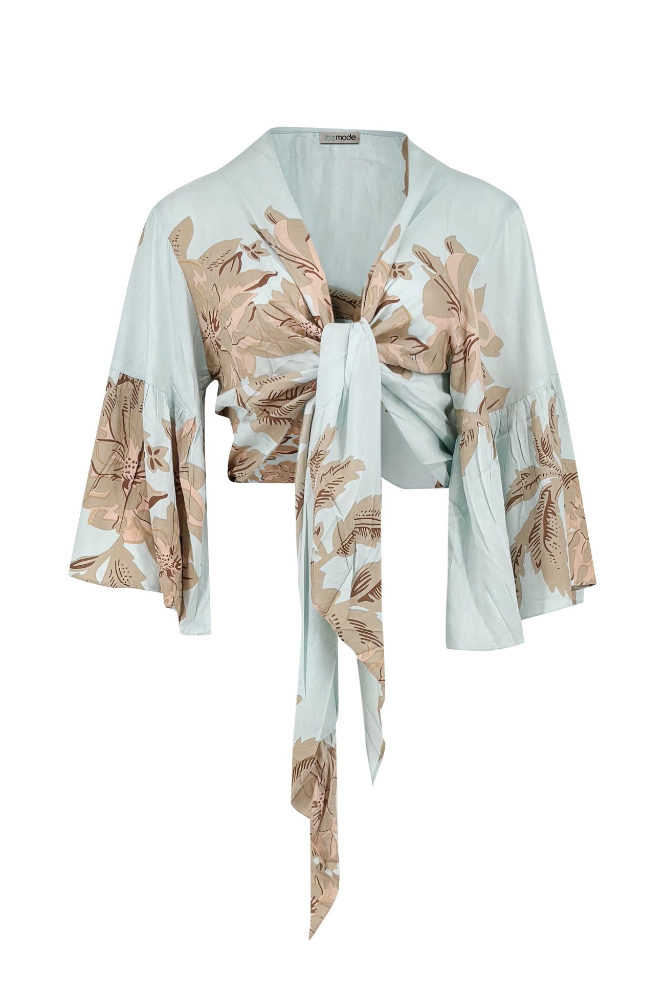 Ibizamode Wrap Top Marcia Isalea Mint floral wrap blouse