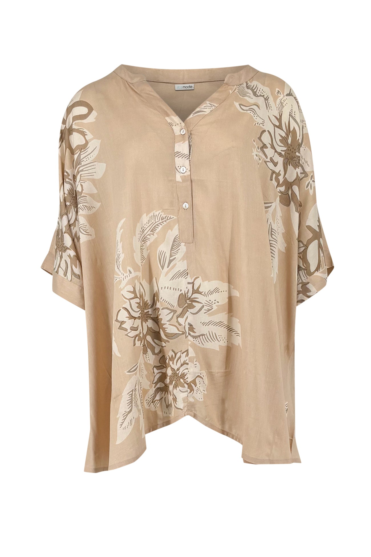 Ibizamode Short Kaftan Davina Isalea Old Pink floral short kaftan