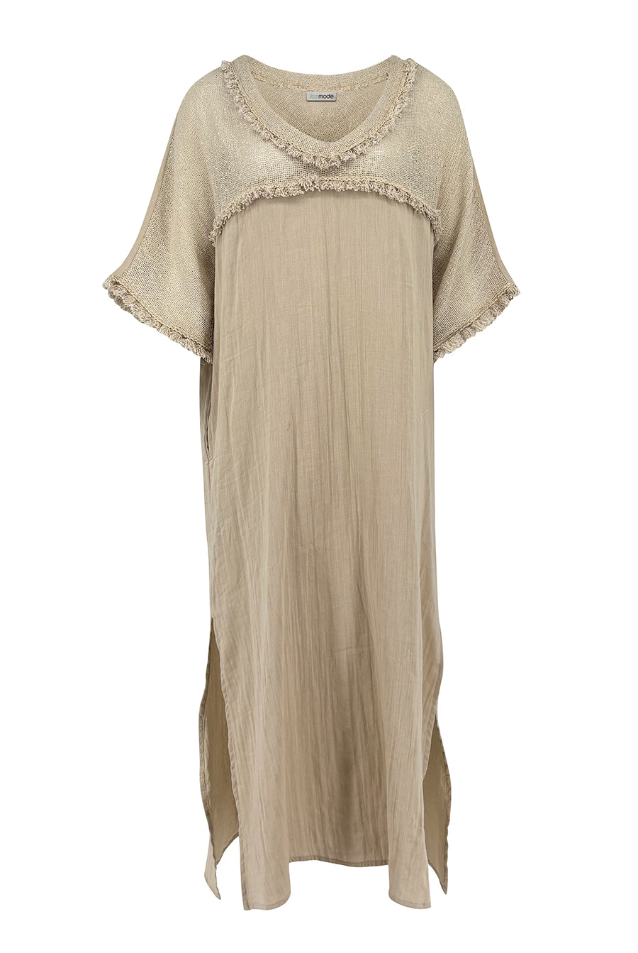 Ibizamode beige long resort kaftan