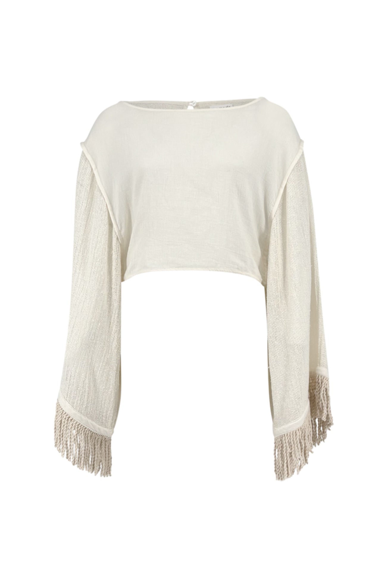 Ibzmode Top Adela Brisola Ivory made from cotton with fringes