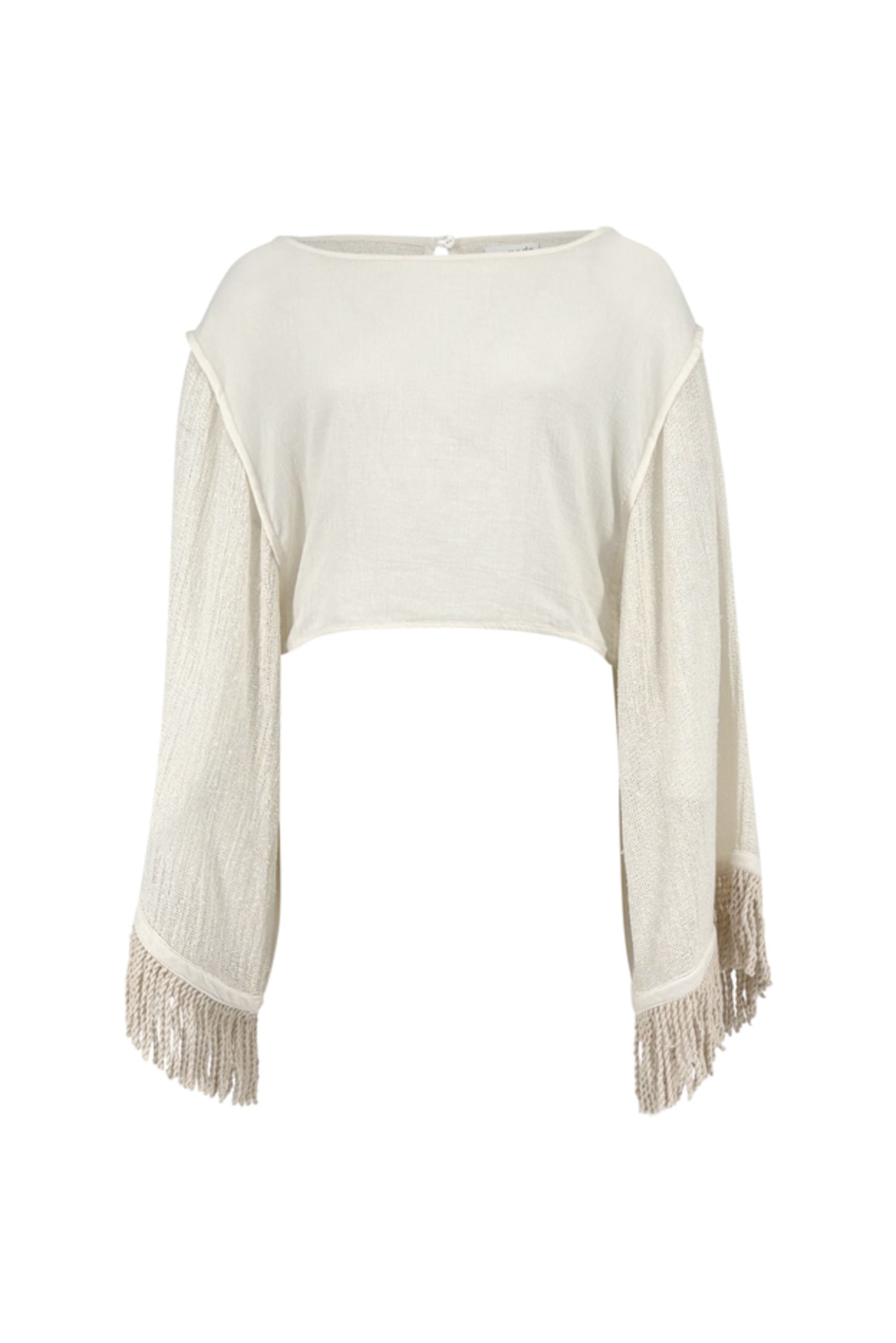 Ibzmode Top Adela Brisola Ivory made from cotton with fringes