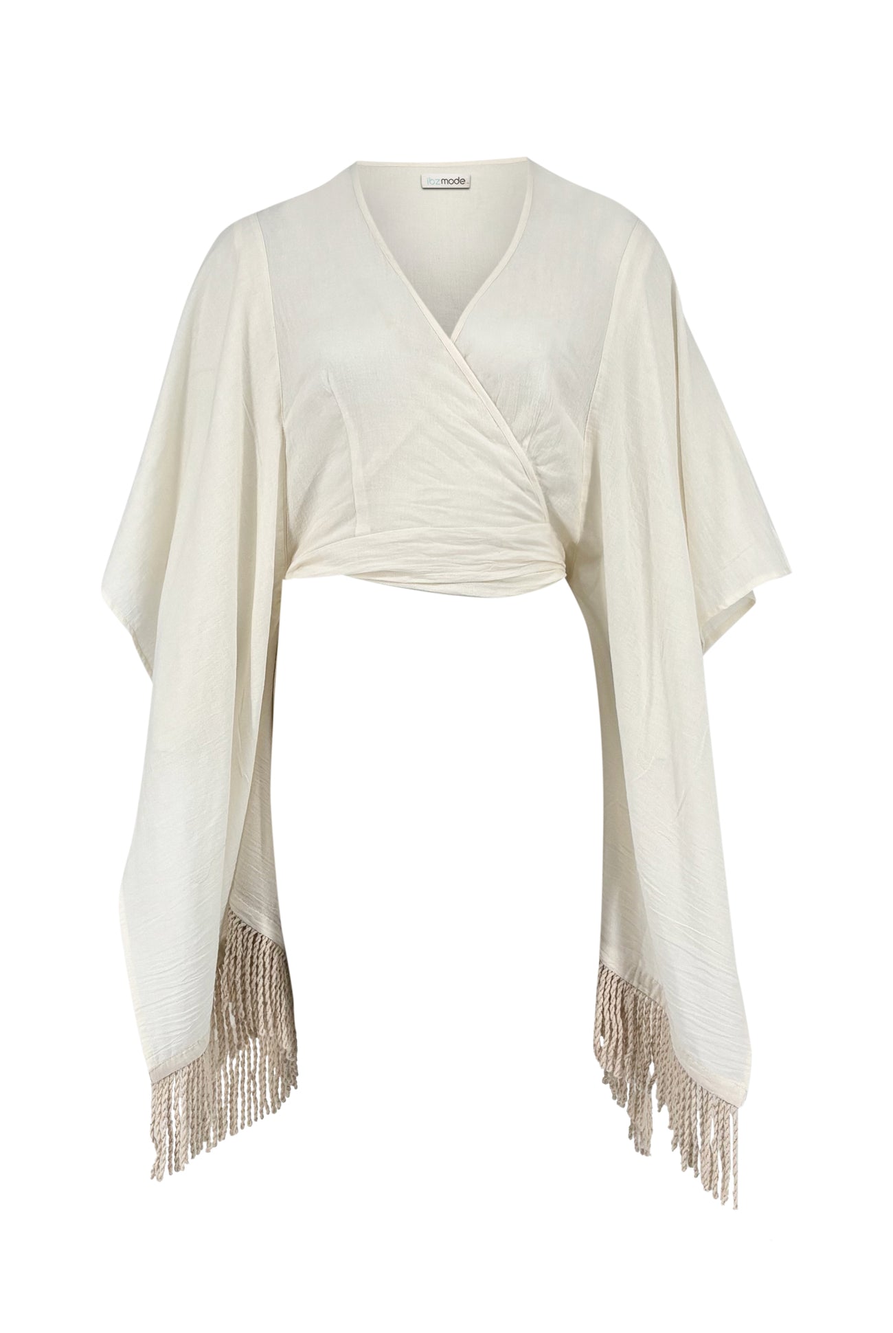 Ibzmode Top Zaria Brisola Ivory with fringe details in cotton