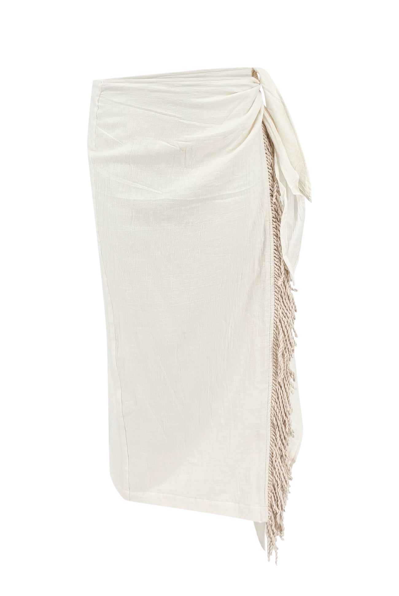 Ibzmode Skirt Sarlota Brisola Ivory cotton skirt with fringes