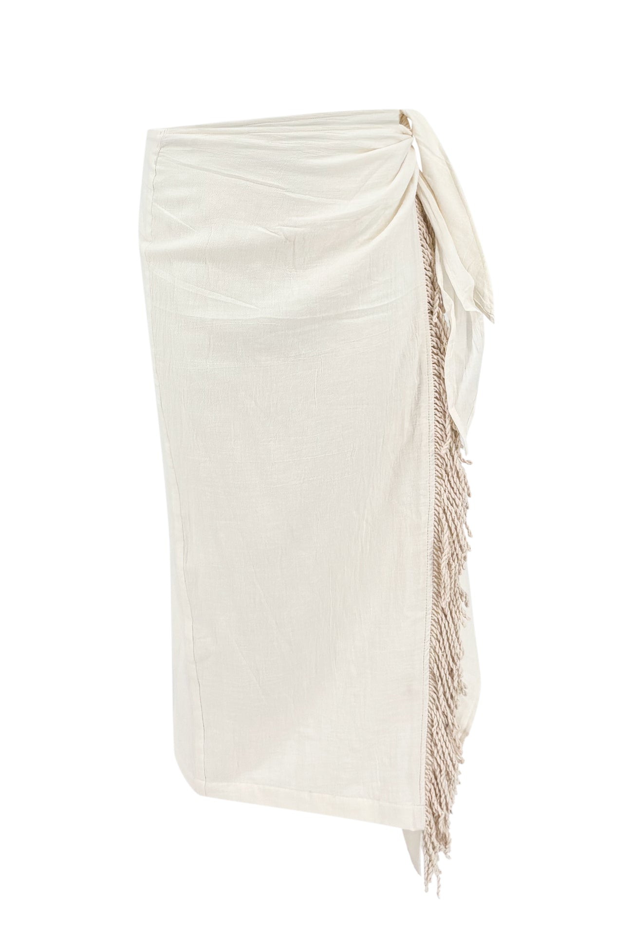 Ibzmode Skirt Sarlota Brisola Ivory cotton skirt with fringes